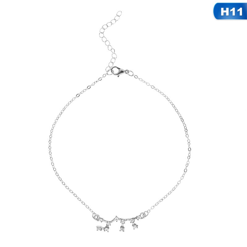 12 Constellation Charm Anklet - Zodiac Star Sign Foot Jewelry for Women, Perfect for Beach Parties & Boho Fashion