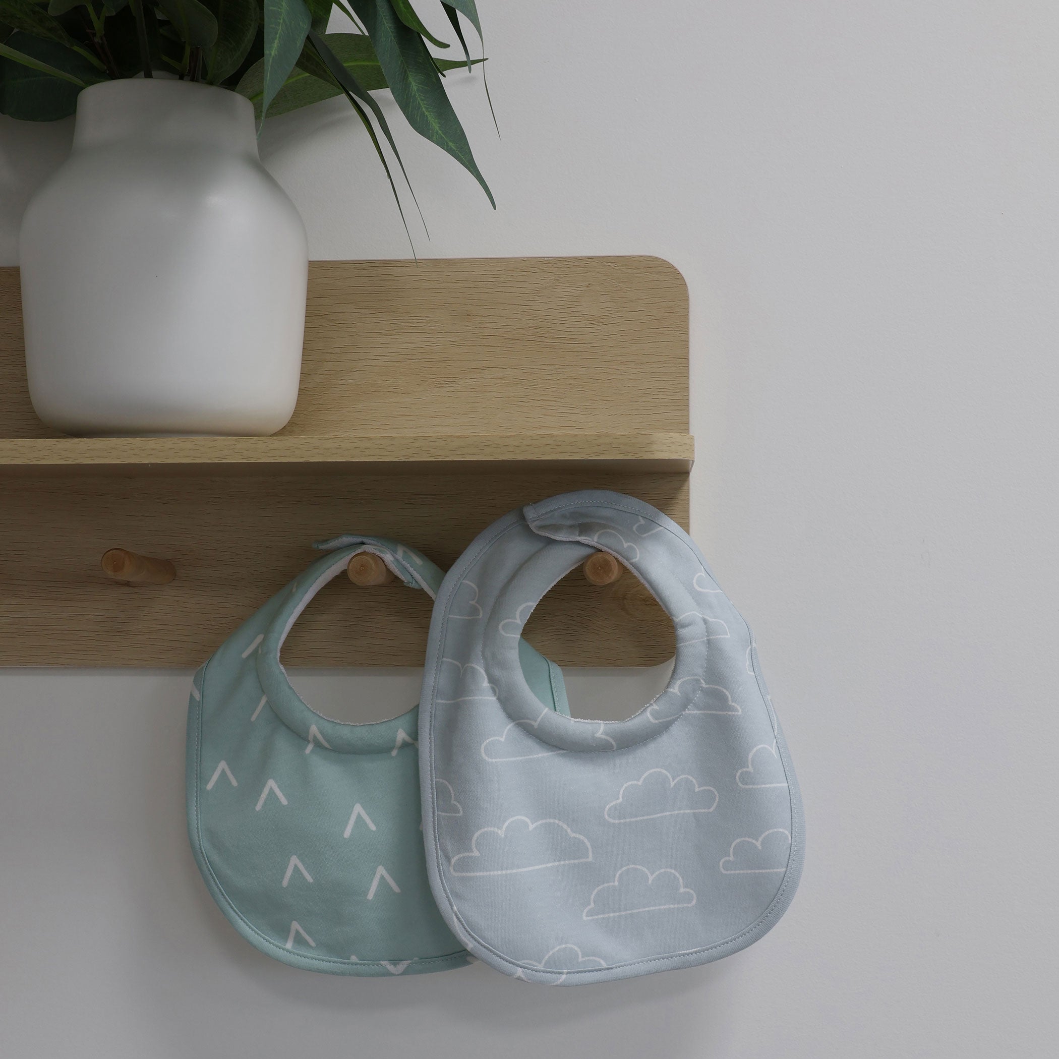 Nordic Style 2-Pack Dribble Bibs for Babies - Dusty Sky & Mint Colors - Perfect for Feeding, Teething, and Messy Playtime