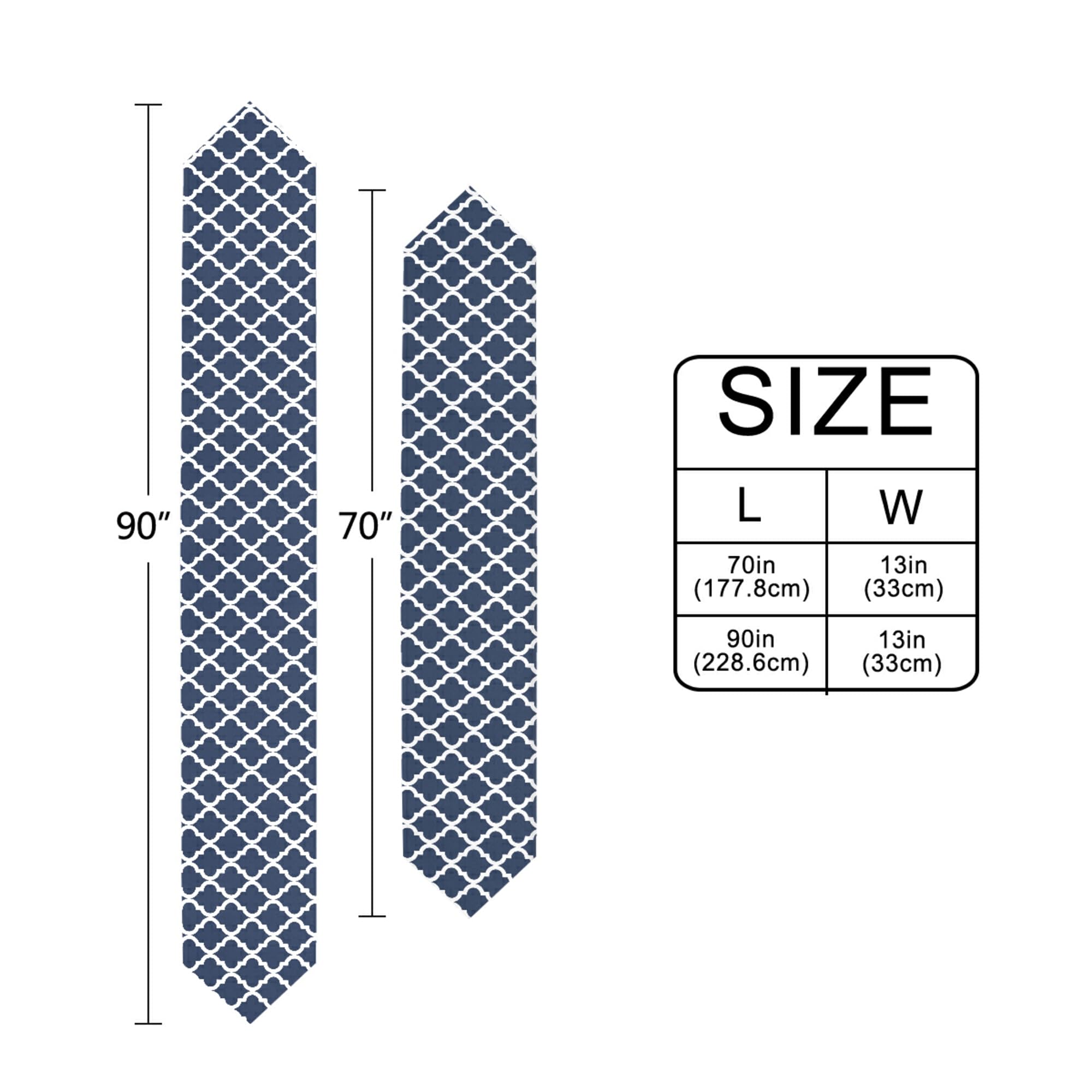 Navy Blue Geometric Lattice Table Runner - 70 Inch Elegant Baroque Dining & Coffee Table Decor for Wedding, Farmhouse, Kitchen | Perfect for Holiday Entertaining & Home Styling