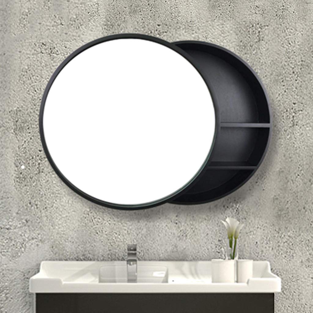 Round Wall-Mounted Bathroom Mirror with Storage Shelf - Modern Vanity Mirror Cabinet for Bathroom Organization | Perfect for Small Spaces, Powder Rooms & Makeup Areas