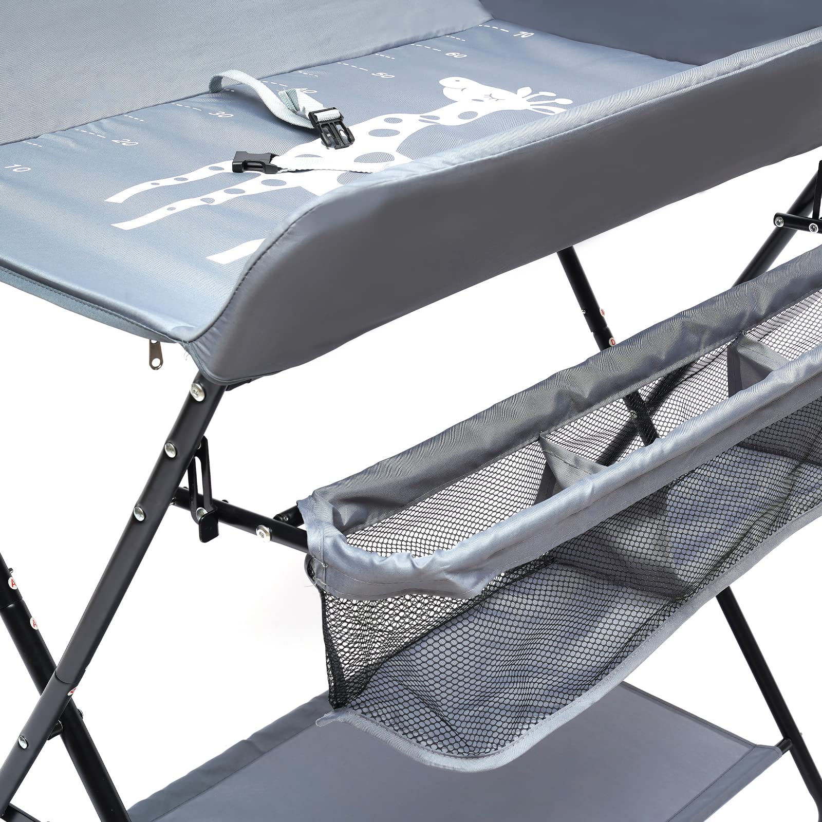 ROMYIX Foldable Baby Changing Table with Storage Bags - Portable Diaper Changing Station for Newborns & Infants - Mobile Nursery Organizer with Wheels - Perfect for Home, Nursery & Travel Use