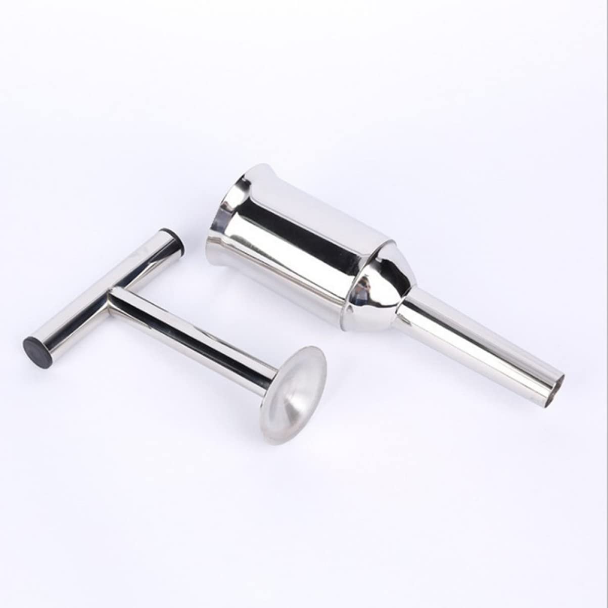 BESTonZON Stainless Steel Sausage Stuffer Funnel - Manual Handheld Meat Filler Tube for Salami & Sausage Making - Perfect for Home Kitchen, BBQ, and Food Processing