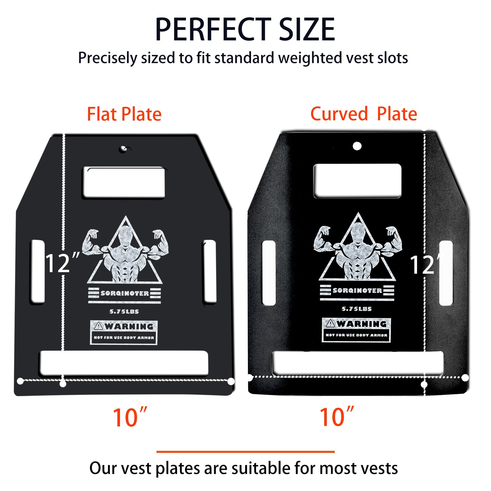 Curved & Flat Weight Vest Plates for Strength Training - 8.75lb & 5.75lb Weighted Plates for Fitness Workouts - Perfect for CrossFit, HIIT, and Home Gym Training