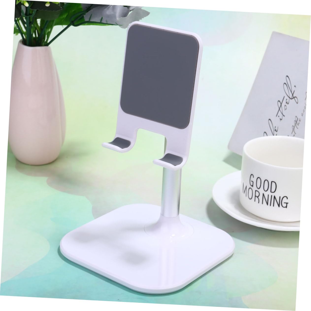 Universal Adjustable Phone and Tablet Stand Holder - 2 Pack, White - Perfect for Desk, Bed, Kitchen, and Office Use with Smartphones & Tablets