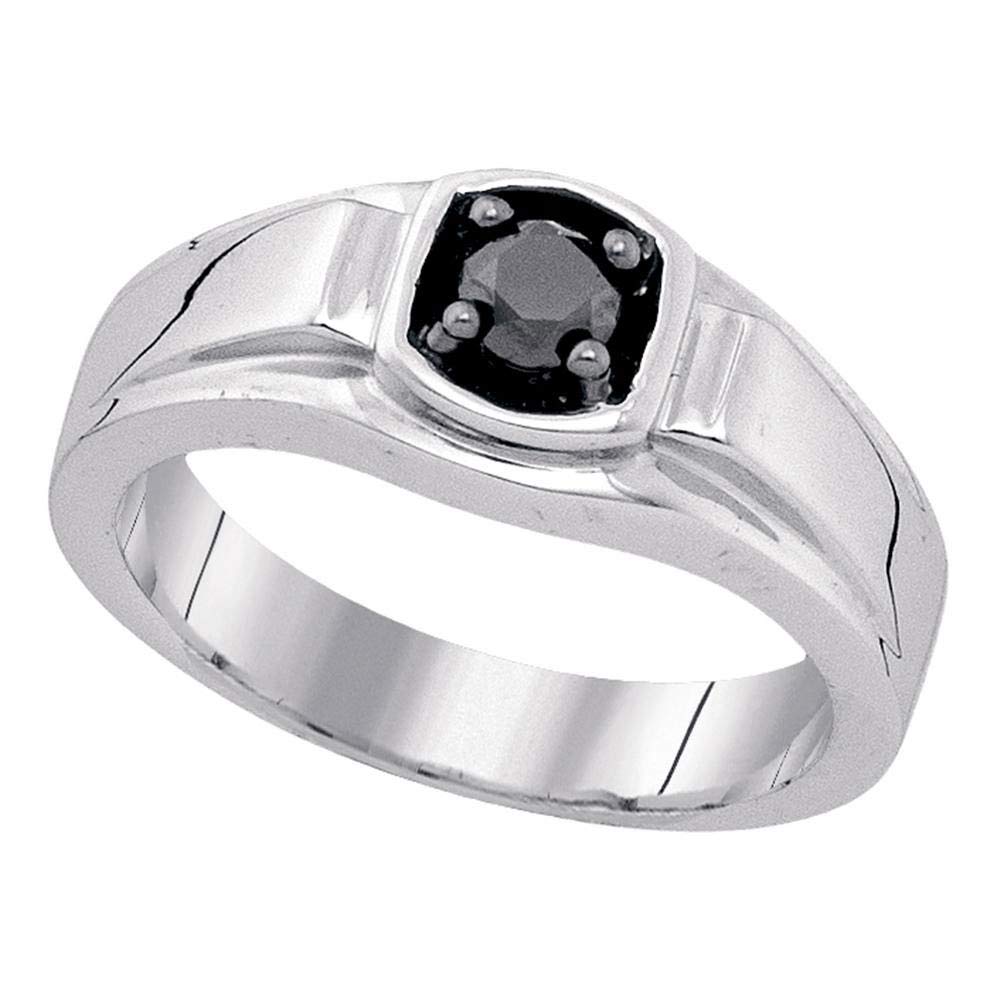 Dazzlingrock Sterling Silver Men's Black Diamond Solitaire Ring 1/2 CTW - Elegant Wedding Band, Anniversary Gift & Everyday Jewelry for Men