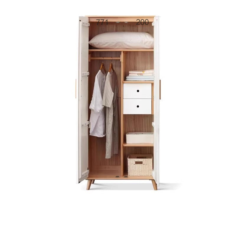 Solid Beech Wood Wardrobe Set - Modern Closet Organizer for Bedroom, Living Room & Office Storage