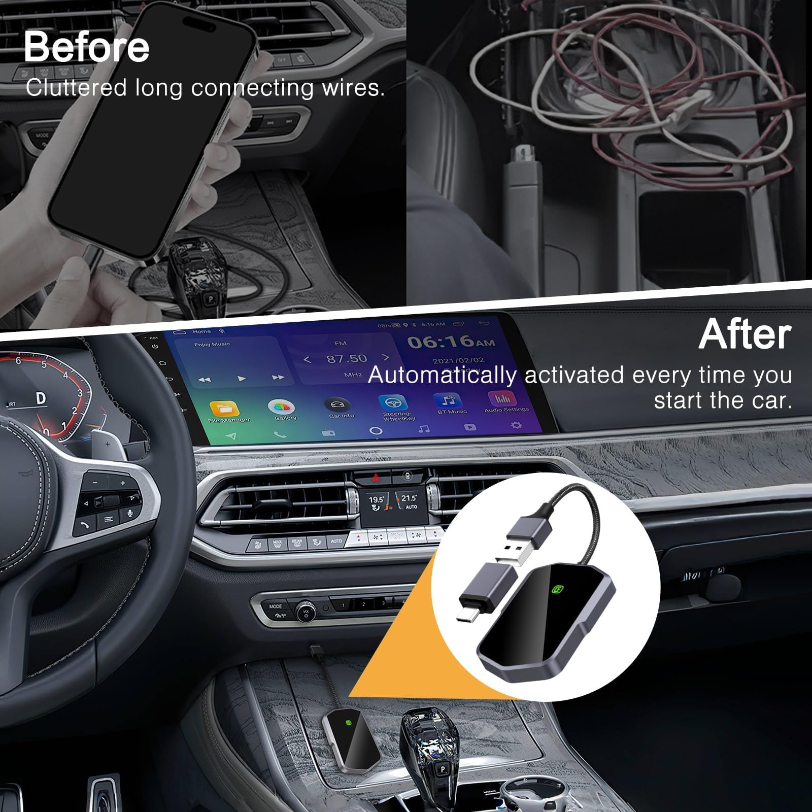 2025 Upgraded Wireless CarPlay Adapter for Apple iPhone - Convert Wired to Wireless Bluetooth CarPlay, Plug & Play Stereo Dongle for Cars 2017+ & iPhone iOS 10+ | Seamless Music Streaming & Hands-Free Calling While Driving