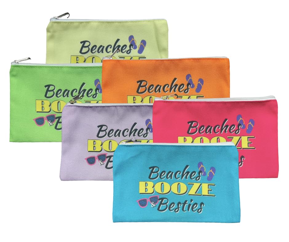 6 Pack Cosmetic Bags for Women - Beach Vacation & Girls Trip Essentials - Perfect Gift for Mom, Grandma, Sister & Best Friends - Toiletry & Makeup Organizer Set (Great for Travel, Bachelorette Parties & Birthday Gifts)