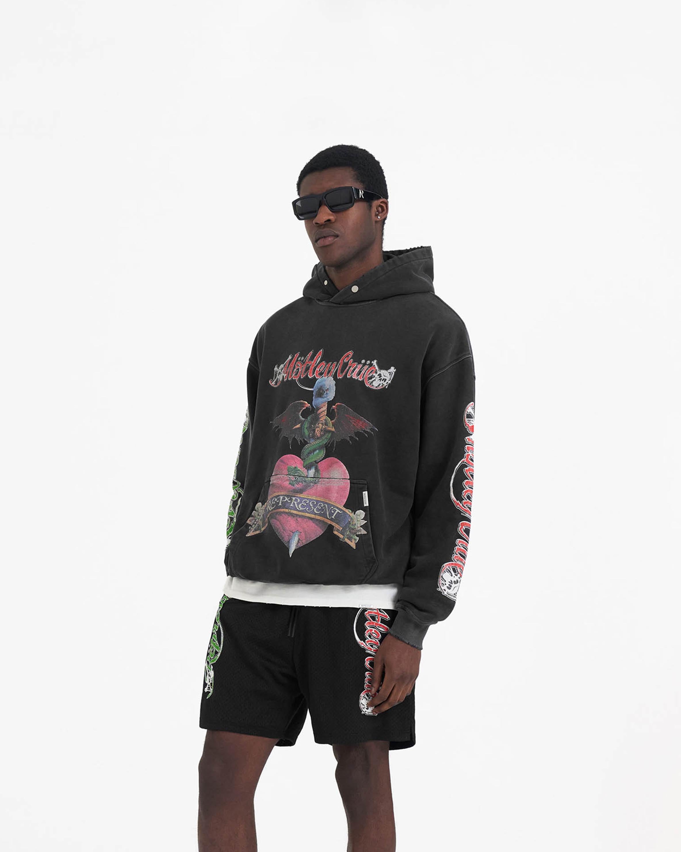 Represent x Mötley Crüe™️ Without You Hoodie - Vintage Black Rock Band Merch | Perfect for Concerts, Streetwear & Casual Outfits