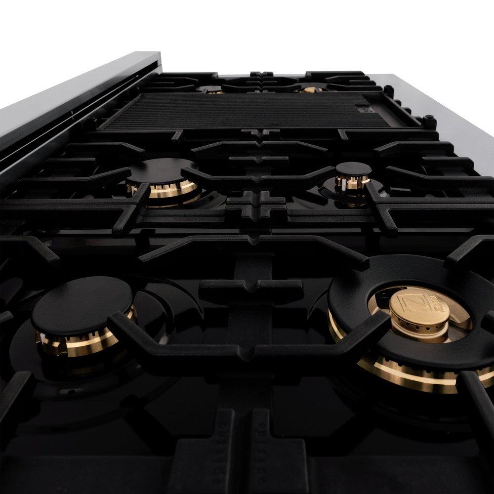 ZLINE Autograph Edition 48-inch Professional Kitchen Package - Stainless Steel Dual Fuel Range & Range Hood with Matte Black Accents (2AKP RARH48 MB) - Perfect for Gourmet Cooking & Modern Home Kitchens