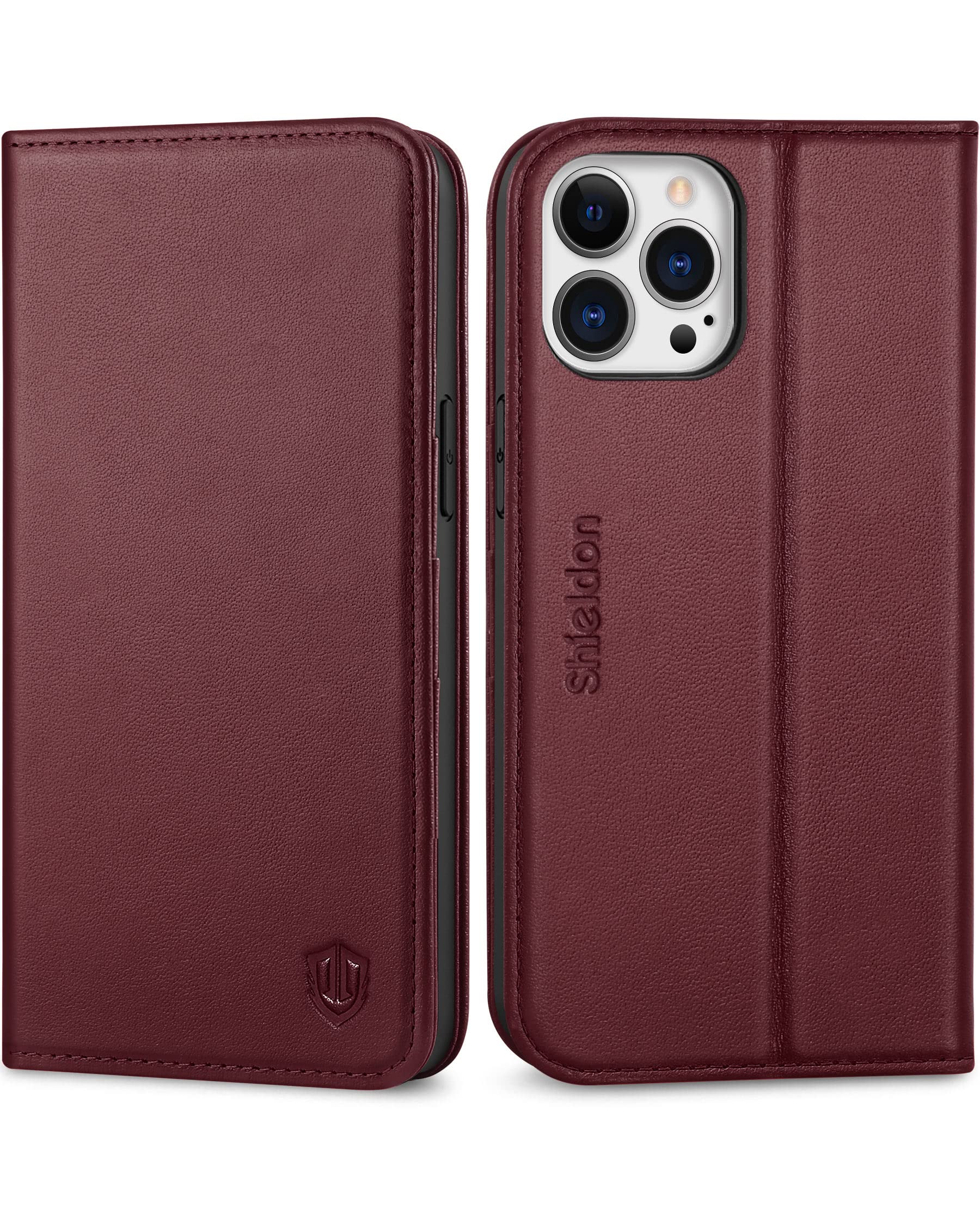 Premium SHIELDON Genuine Leather Wallet Case for iPhone 13 Pro Max (6.7