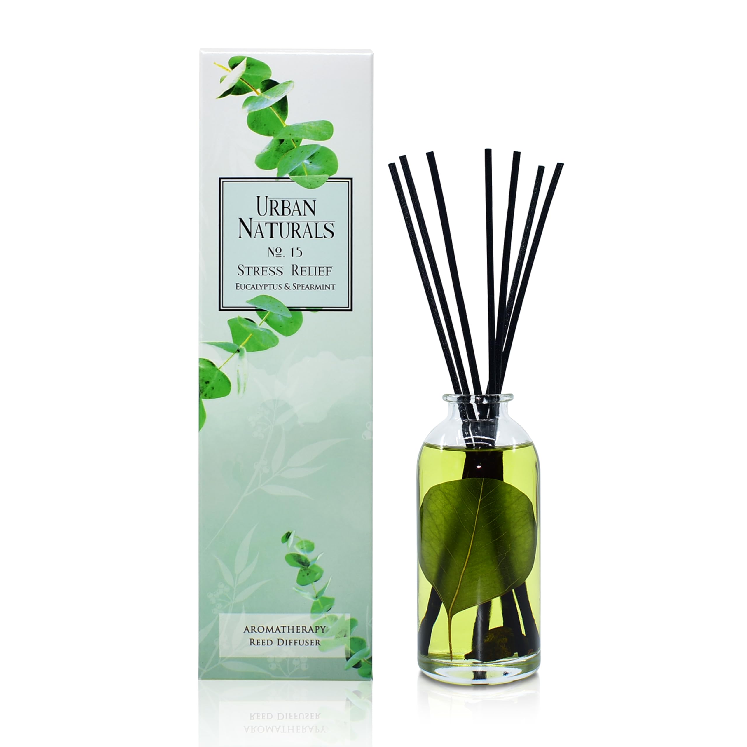 Urban Naturals Eucalyptus Spearmint Essential Oil Diffuser Set - Stress Relief Aromatherapy Kit for Home & Office | Natural Room Freshener with Fresh Scent | Vegan Home Decor Gift Idea for Relaxation, Yoga & Meditation Spaces