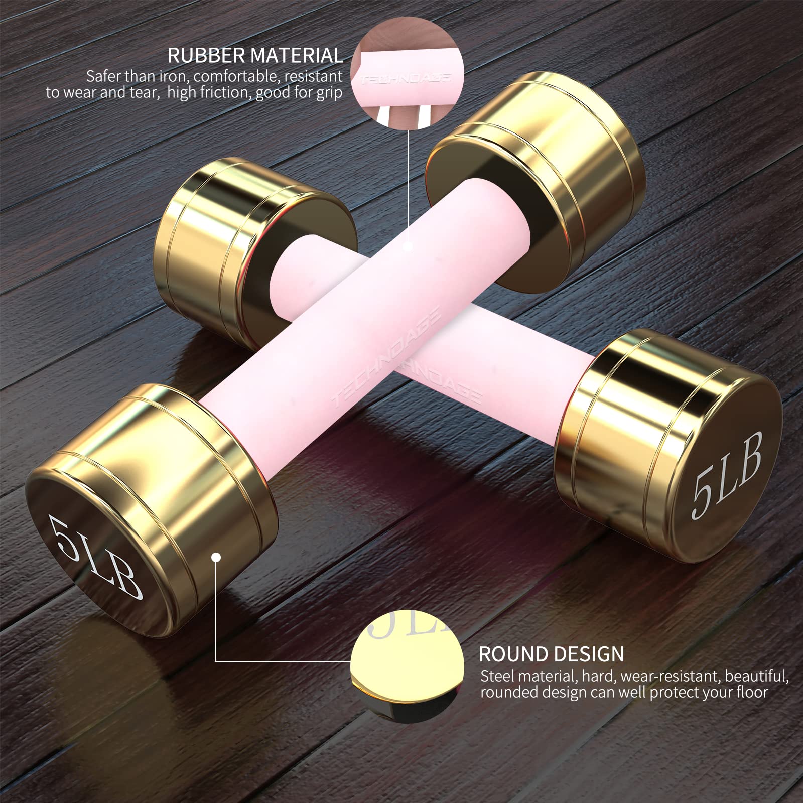 Premium Round Dumbbell Set with Steel Handle & Odorless Neoprene Grip - Home Gym Equipment for Strength Training, Weight Lifting & Fitness Workouts