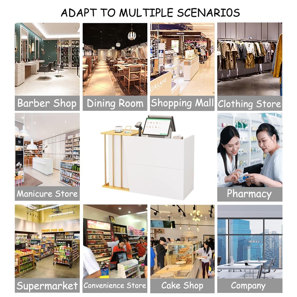 Small Salon Reception Desk with Counter - Compact Front Desk for Retail, Beauty Salons & Convenience Stores - Simple Checkout Counter for Supermarkets, Clothing Shops & Milk Tea Stores - Office & Business Use