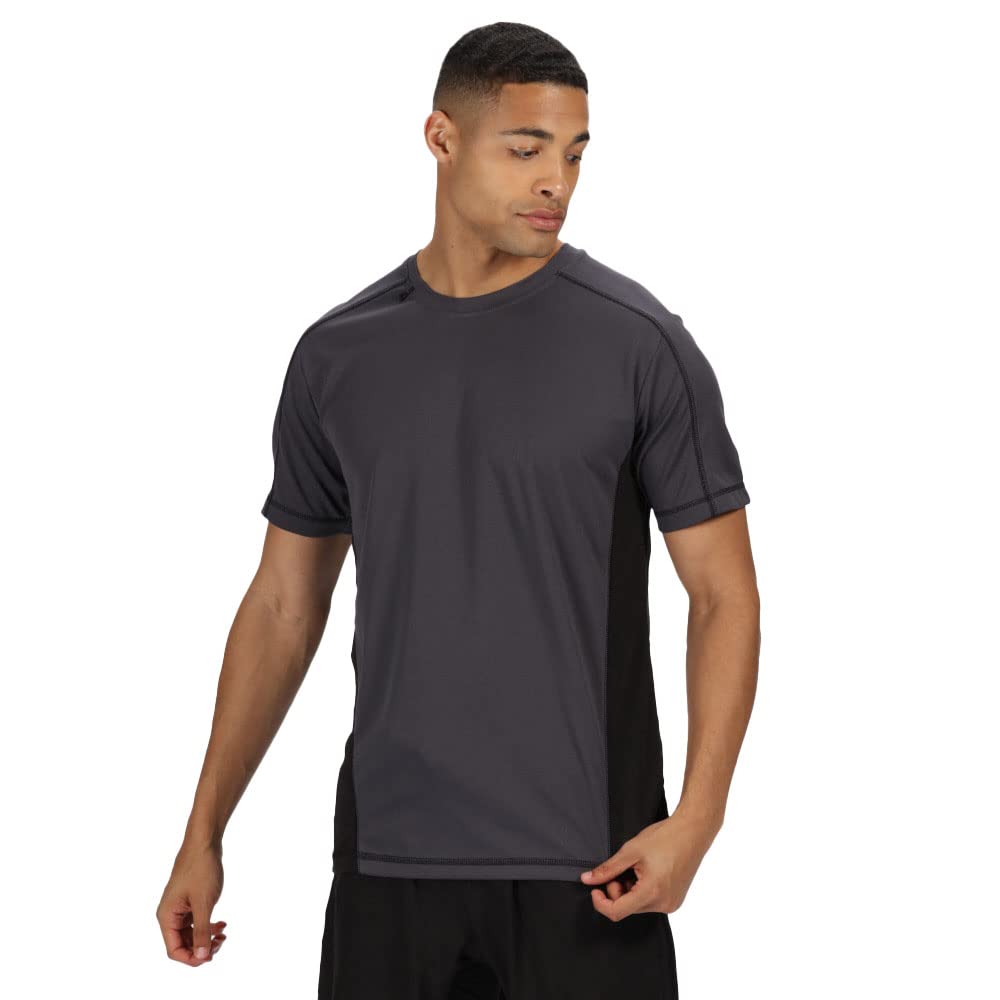Regatta Activewear Beijing T-Shirt for Men & Women - Breathable Iron/Black Cotton Tee - Size L - Perfect for Gym, Running & Casual Wear