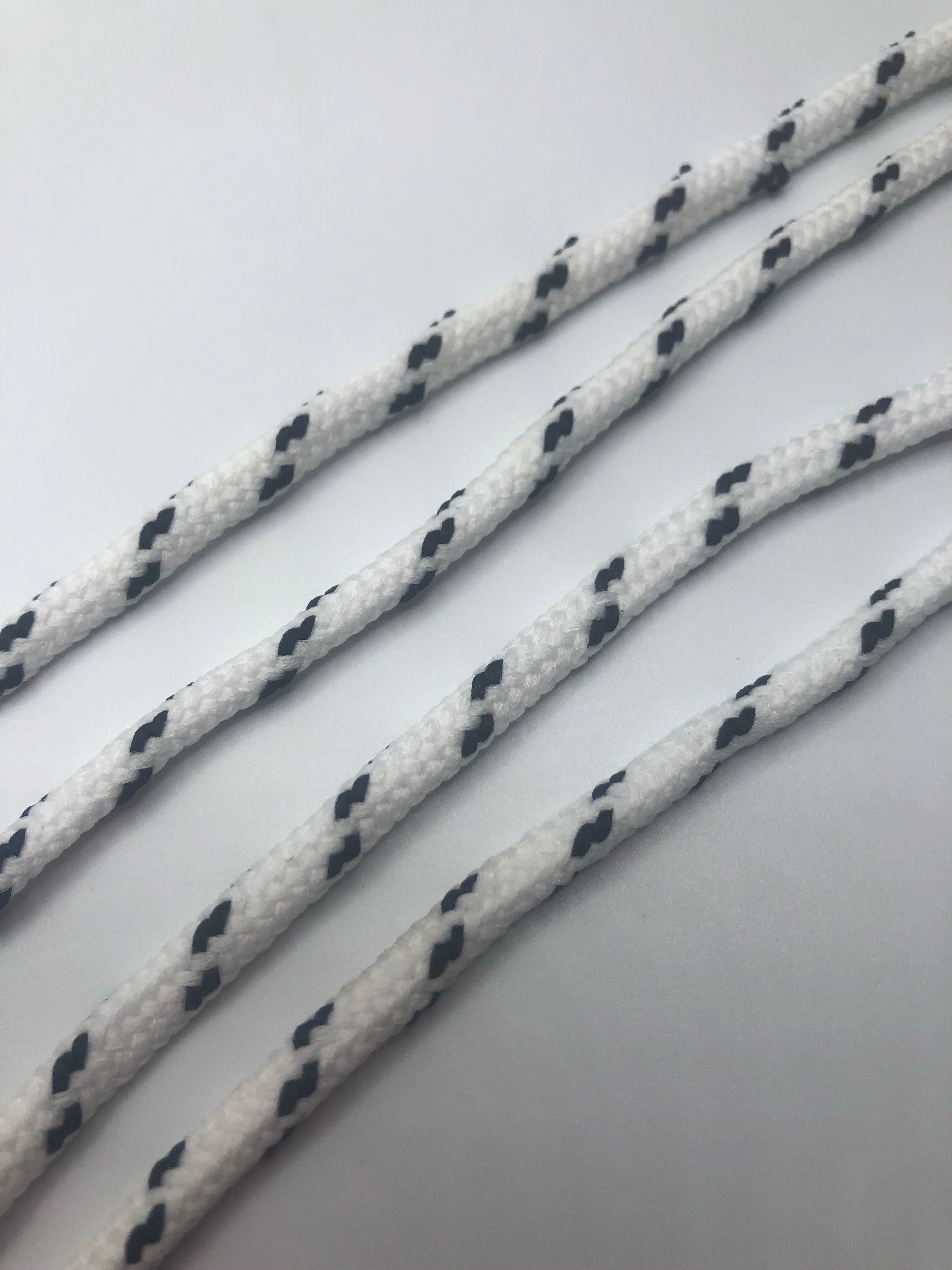 Classic Round Shoelaces - White with Black Accents | Durable Cotton Laces for Sneakers, Boots & Casual Shoes | Perfect Replacement for Everyday Wear & Sports