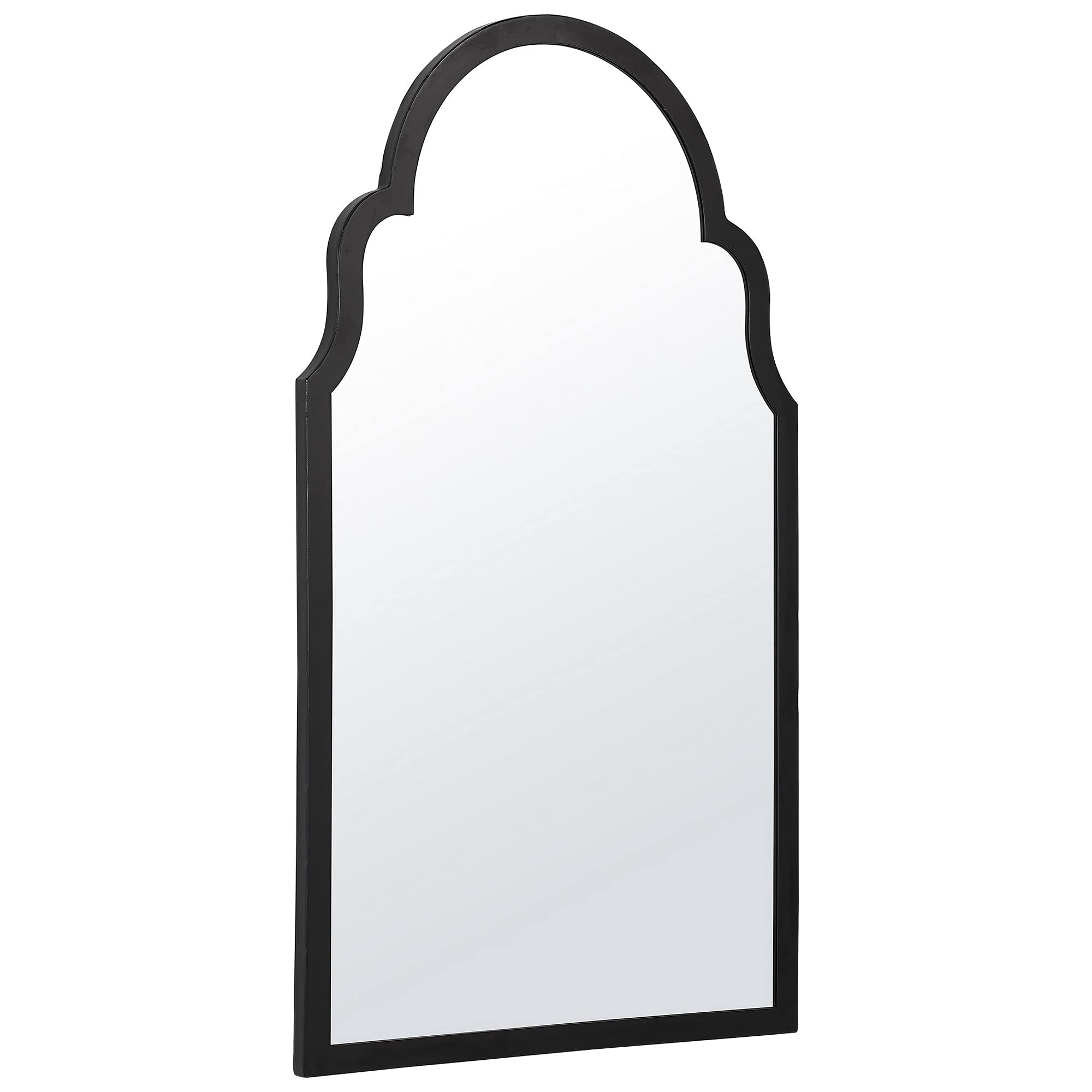 Benjara Sleek Elongated Quatrefoil Frame Mirror - Black | Elegant Wall Decor for Living Room, Bedroom & Entryway