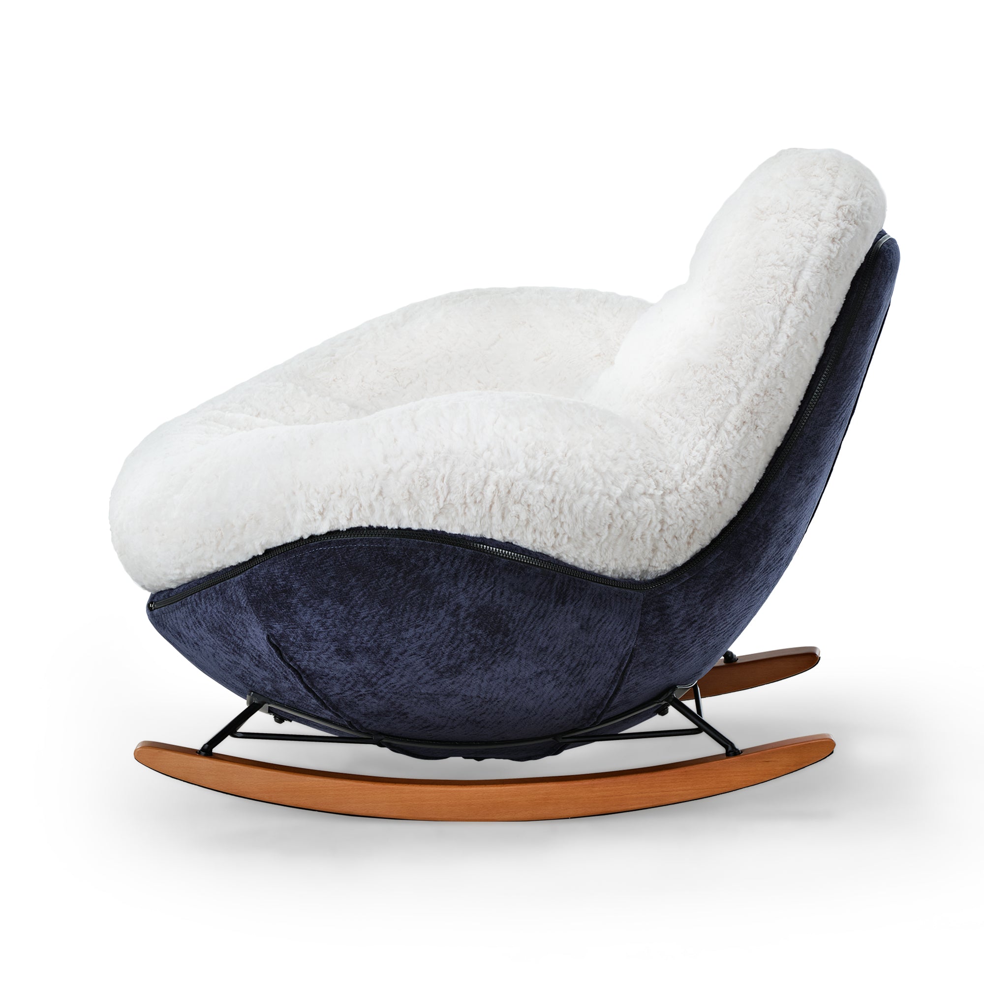 Chloe Comfortable Rocking Lounge Chair - Soft Upholstered Modern Rocker for Living Room, Nursery, or Patio - Off White