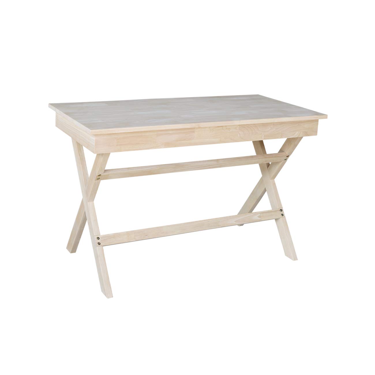 International Concepts Cross Leg Desk, Unfinished Wood - Compact Home Office Desk for Small Spaces, Study & Workstation