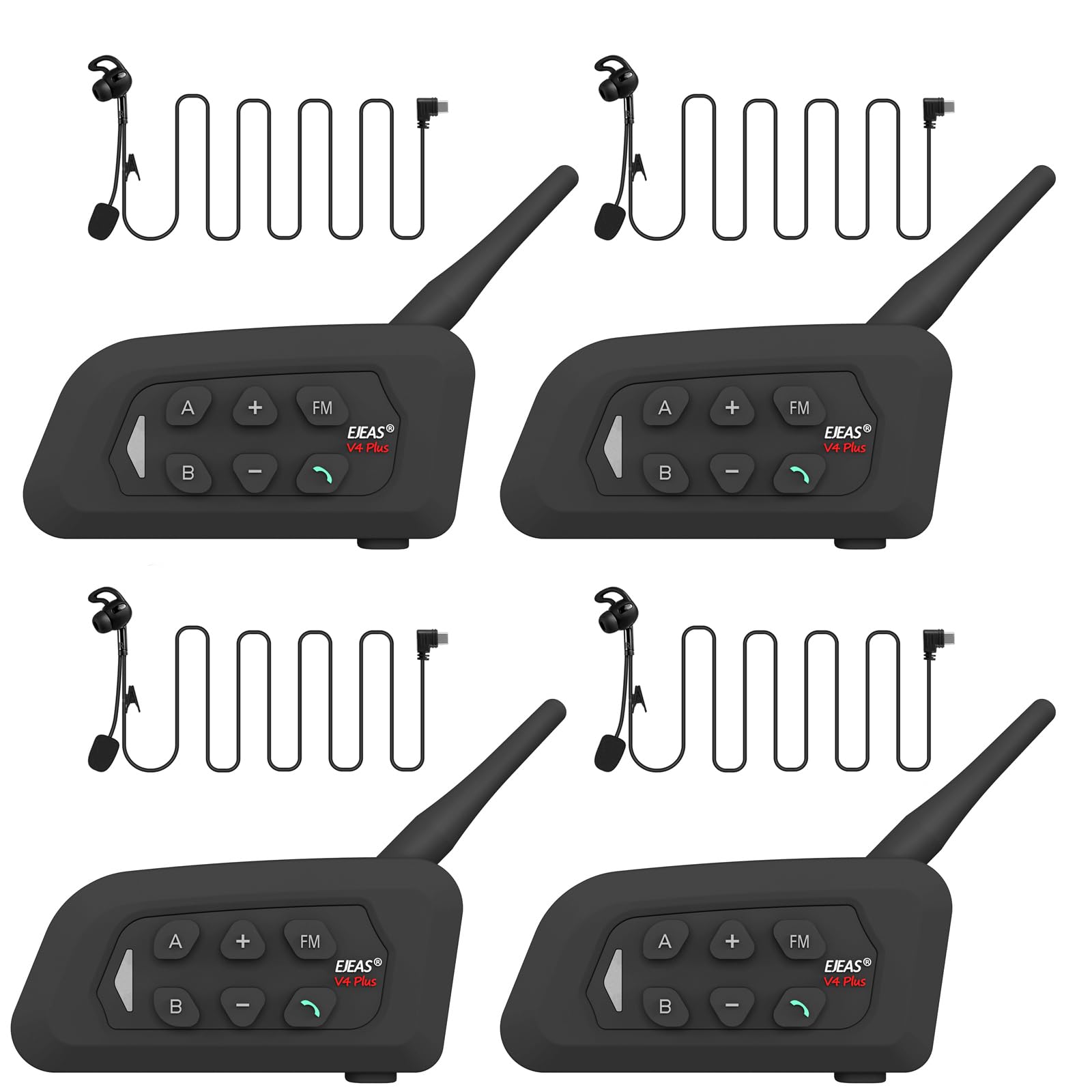 MIMIRACLE Type C Left Ear Referee Headset - 4 Pack Bluetooth Communication System for Football, Soccer, Handball Games | Wireless Intercom with Easy Pairing | Perfect for Coaches, Referees & Sports Officials