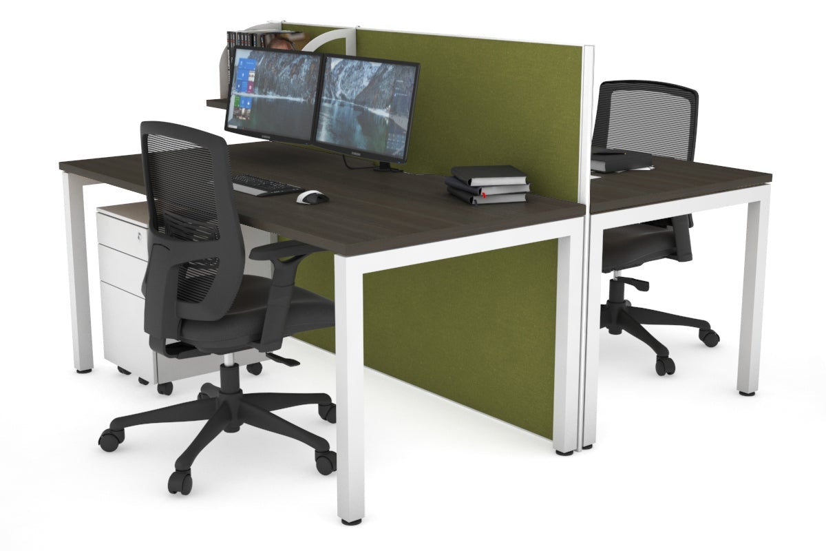 Horizon Quadro 2-Person Office Workstation Bench with Square Legs - 1600L x 800W Dimensions, Cable Management Scallop - Perfect for Collaborative Workspaces & Modern Offices
