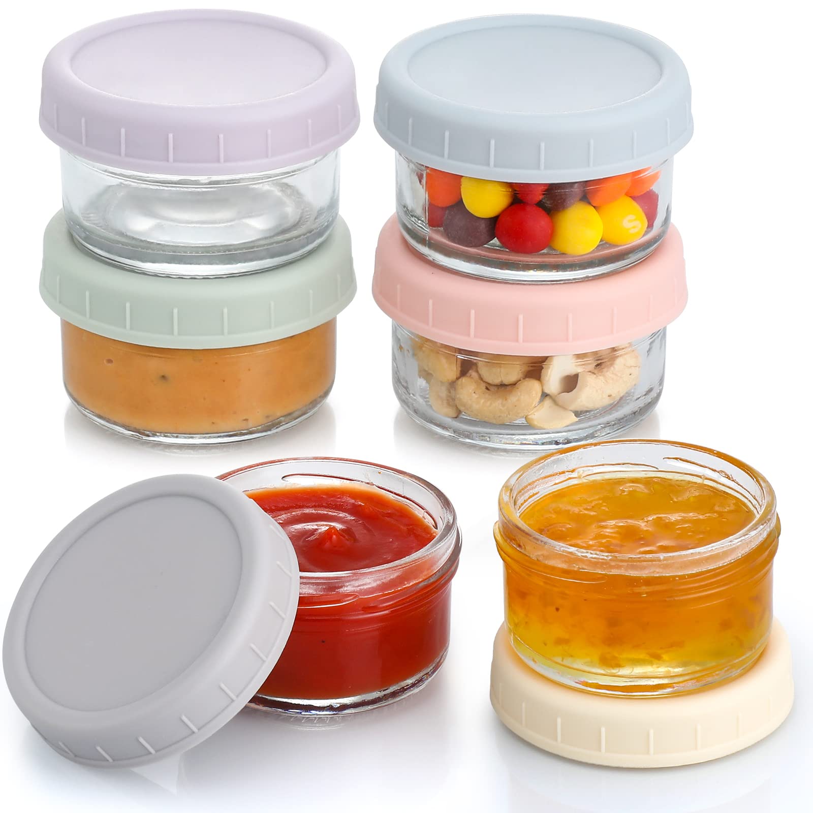VITEVER 6-Pack 2.7oz Leakproof Salad Dressing Containers - Reusable Condiment Cups for Lunch Box & Travel