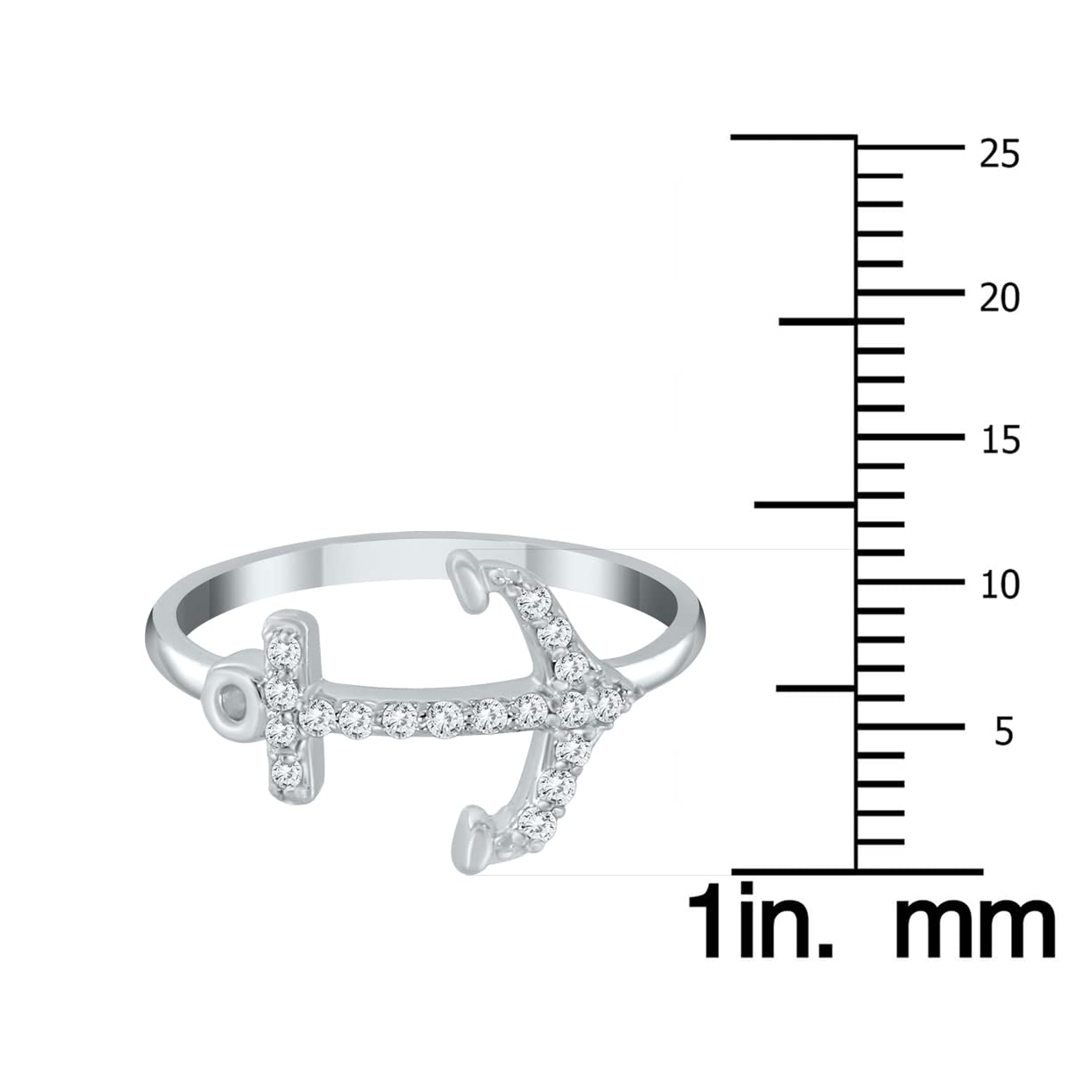 1/5 Carat TW Diamond Anchor Ring in 10K White Gold - Elegant Nautical Jewelry for Women, Perfect for Anniversary, Engagement & Everyday Wear