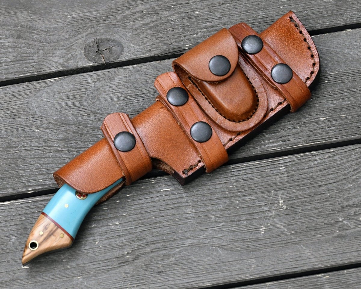 Premium Warlock Hunting Knife - Olive Wood & Resin Handle - Outdoor Survival, Camping, Bushcraft, Hunting Gear - Perfect for Adventurers and Collectors