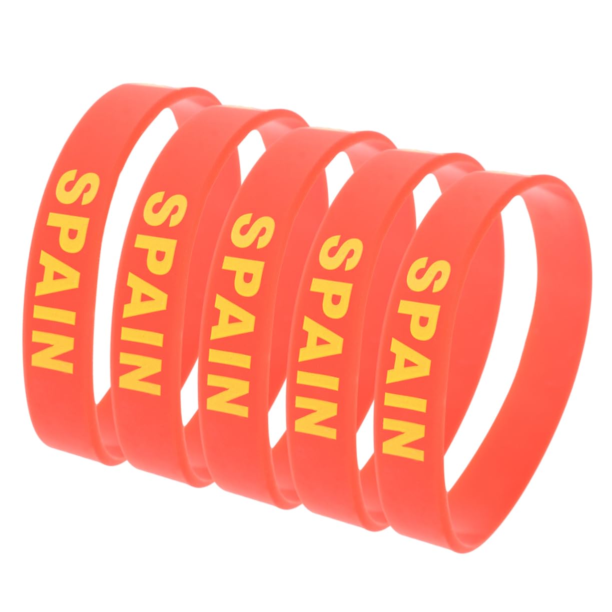 SUPVOX 2 Pack Spain Flag Silicone Wristbands - Stretchable Rubber Bracelets for Men & Women - Perfect for Fitness, Yoga, Gym, Sports Fans & Supporters - Great Gift Idea (5 Pieces per Pack x 2 Sets) - Ideal for Game Day, Team Spirit, Workouts & Everyday Wear