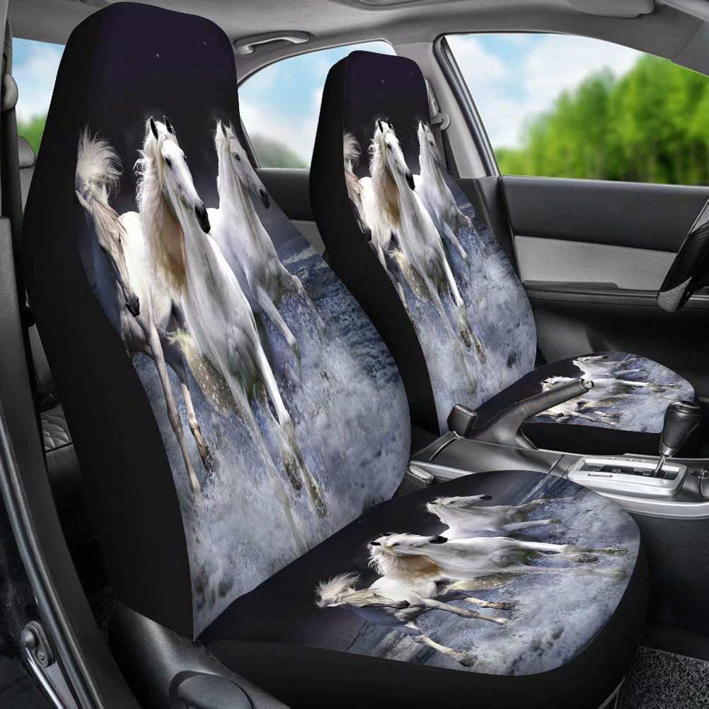 Premium 3D Universal Car Seat Covers - Horse Print Design, 2-Piece Set for Front Seats | Fits Most Cars, Trucks, SUVs & Vans | Waterproof & Anti-Slip Protection | Perfect for Road Trips, Commuting & Pet Owners