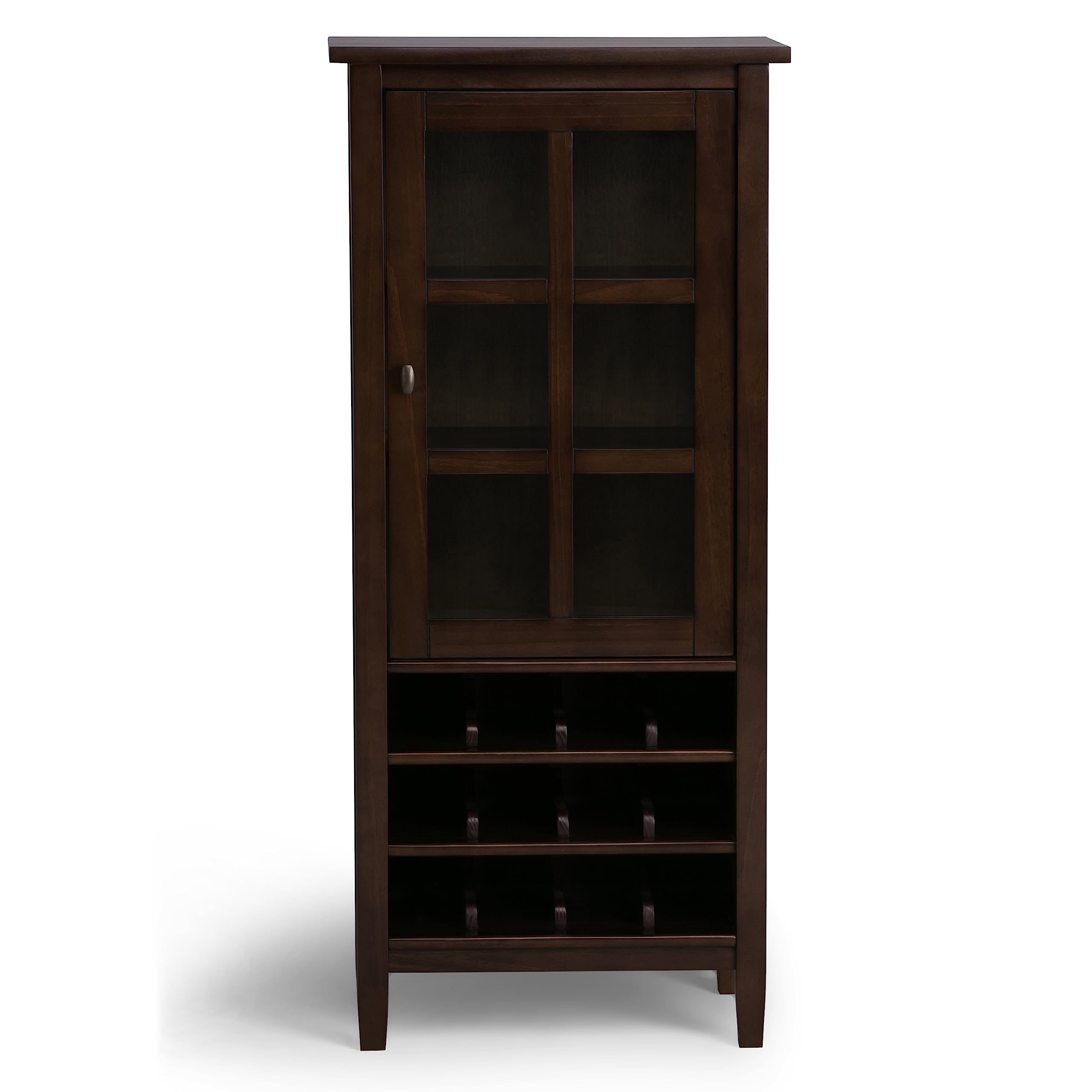 SIMPLIHOME 23 Inch Solid Wood Transitional Wine Rack - High Capacity Storage in Warm Tobacco Brown | Perfect for Living Room, Dining Room & Kitchen Decor | Ideal for Wine Bottle Organization & Stylish Home Display