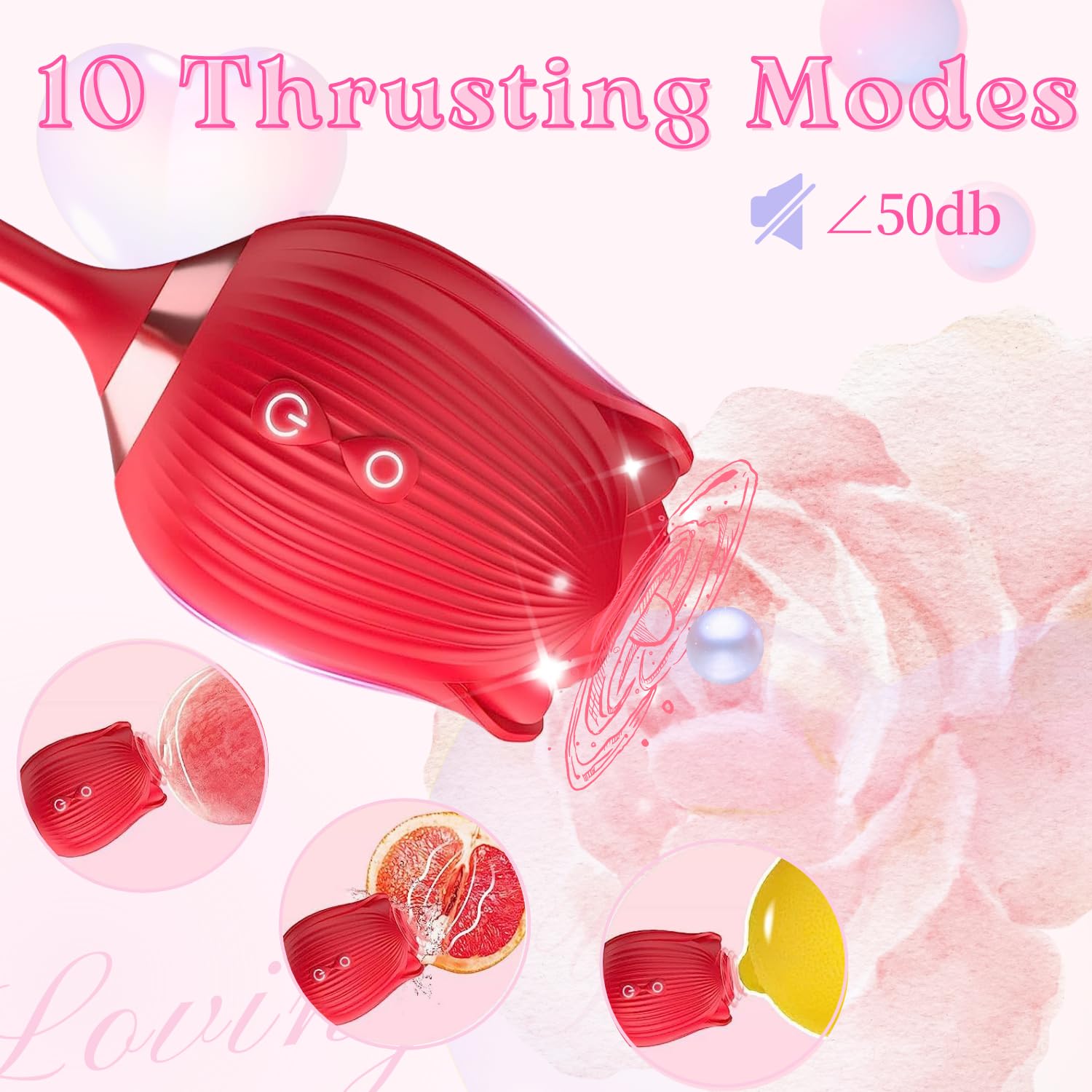 Premium Rose Vibrator for Women - Body-Safe Silicone, 10 Speeds & Ultra Quiet, Waterproof & Easy Clean - Perfect for Solo Play, Couples & Sensual Massage - Best Adult Gift for Her