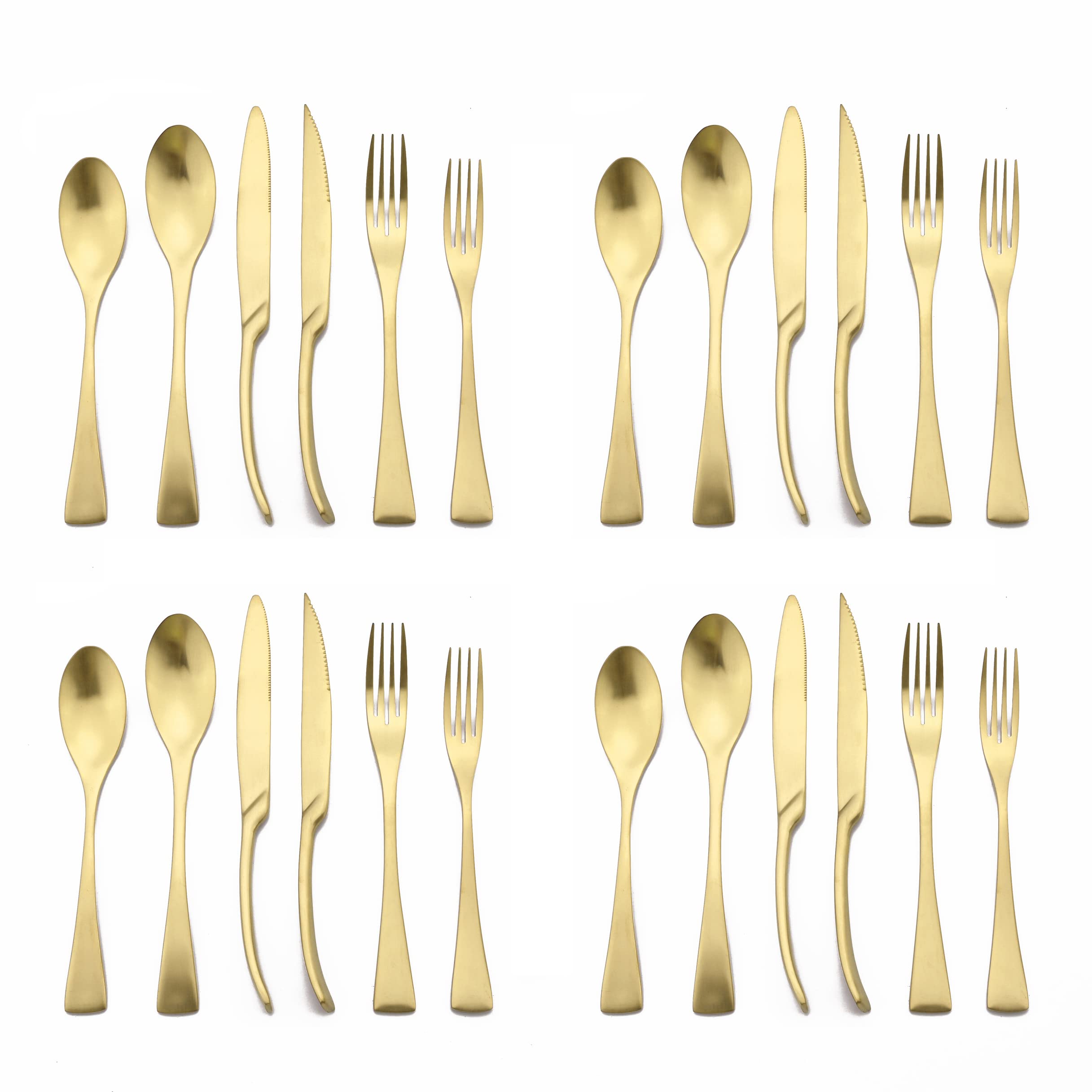 Premium 18/10 Stainless Steel Matte Champagne Gold Flatware Set - 24-Piece Cutlery with Steak Knives, Forks & Spoons for 4 People | Elegant Dining Utensils for Weddings, Dinner Parties & Home Entertaining