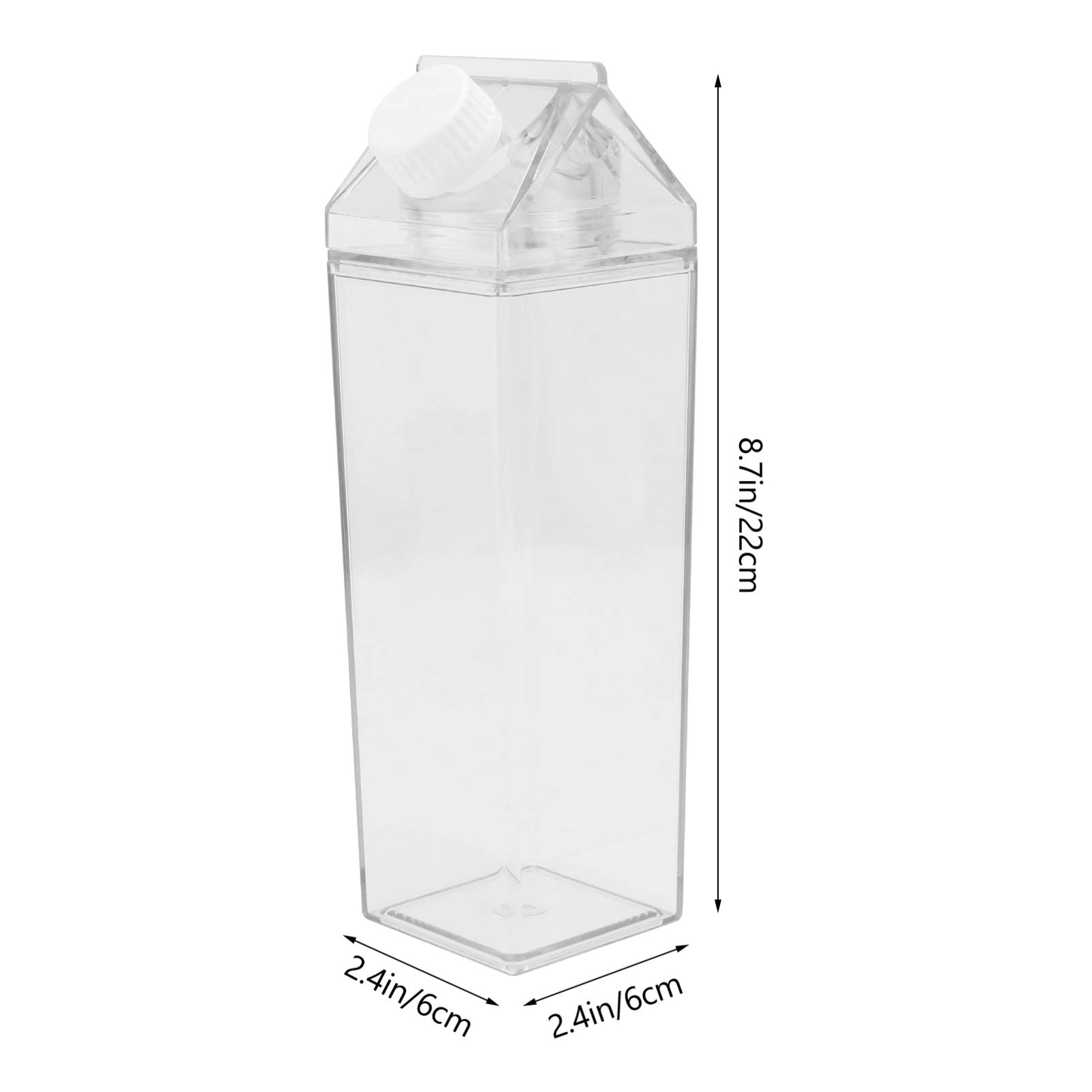 DOITOOL 2-Pack 500ML Clear Plastic Milk Carton Water Bottles - Reusable Empty Portable Drink Containers for Outdoor, Camping, Hiking & Travel - BPA Free Leakproof Design
