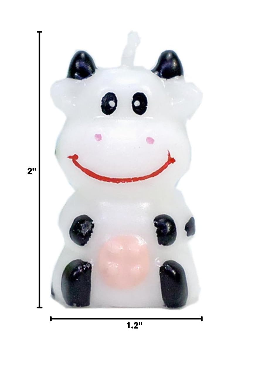 Cute Cartoon Cow Birthday Candles - Fun Cake Decorations for Birthday Party, Baby Shower & Kids Celebration - 12 Pack Animal Themed Party Supplies