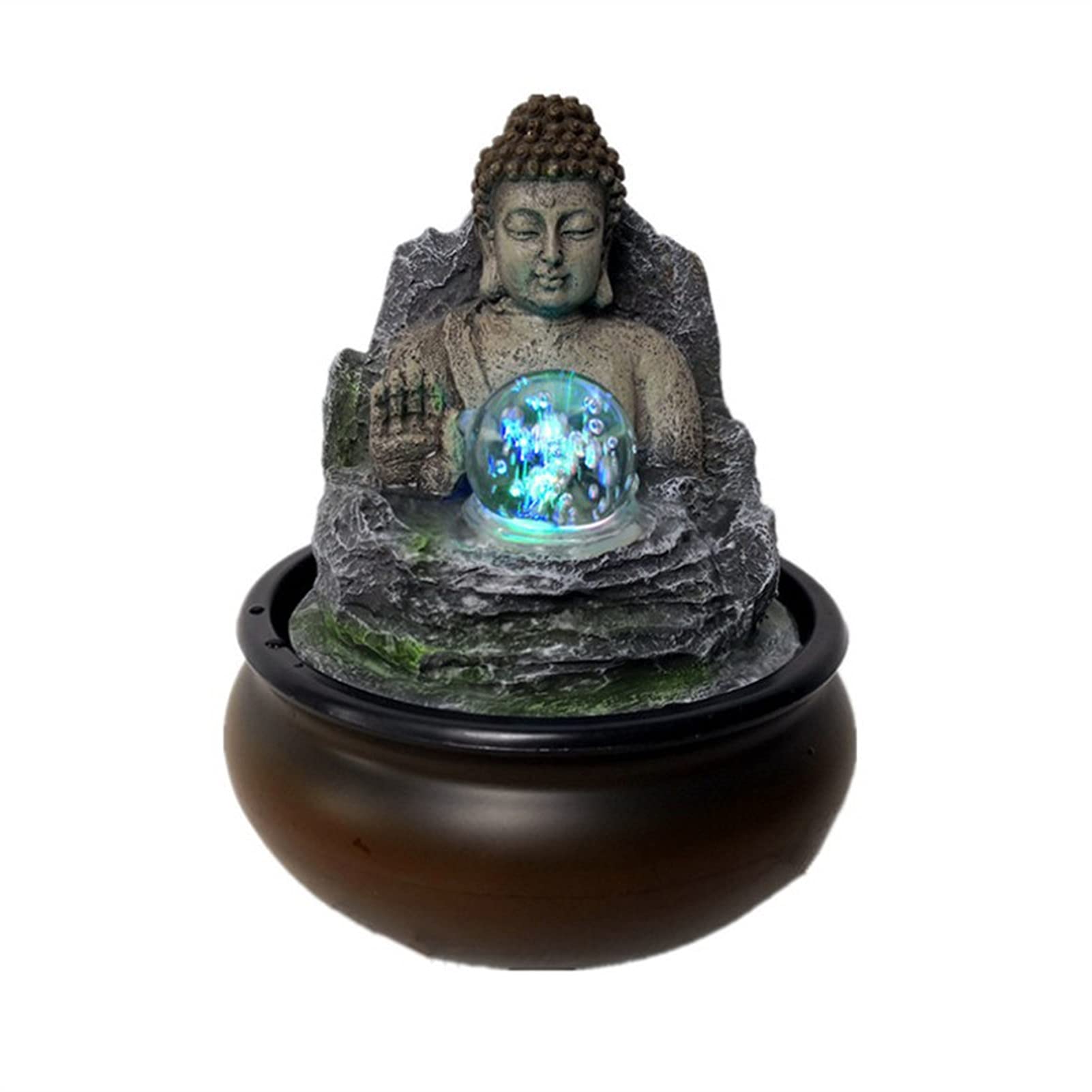 Luckxuan Resin Buddha Fountain - Desktop Zen Waterfall for Relaxation, Office & Home Decor, Flowing Water Feature for Stress Relief, Meditation & Bedroom Ambiance (Color: A)