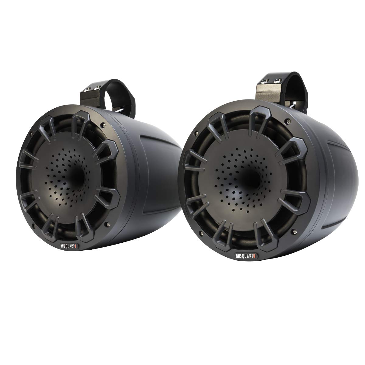 MB Quart NHT1-120BPR 8-Inch 2-Way Wake Tower Speakers (Pair, Black) - 180W Waterproof Marine Audio System with Mounting Hardware for Boats, Jet Skis & Outdoor Water Sports