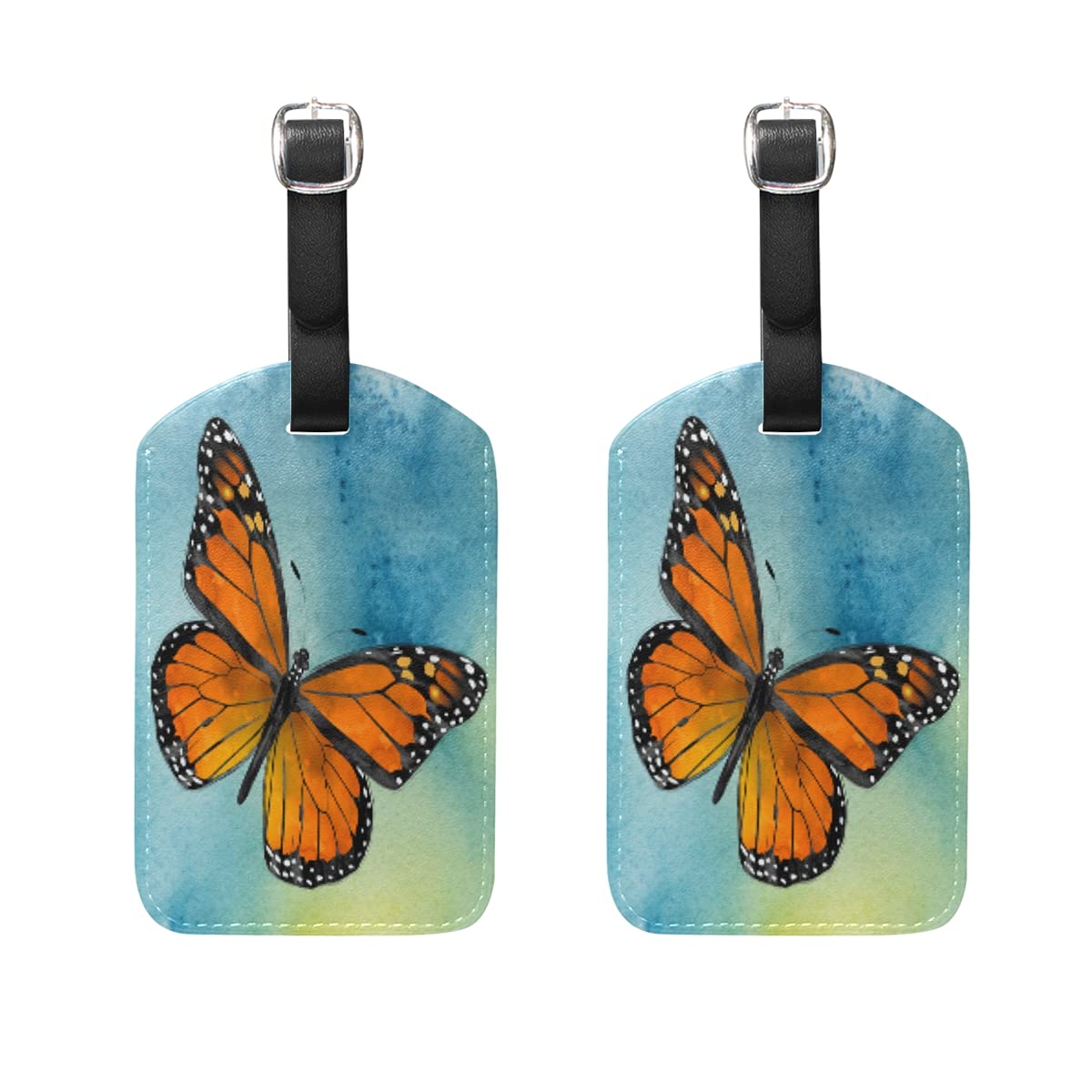 2 Sets Monarch Butterfly Luggage Tags - Durable Travel ID Tags for Suitcases & Handbags - Perfect for Airports, Cruises & Business Trips