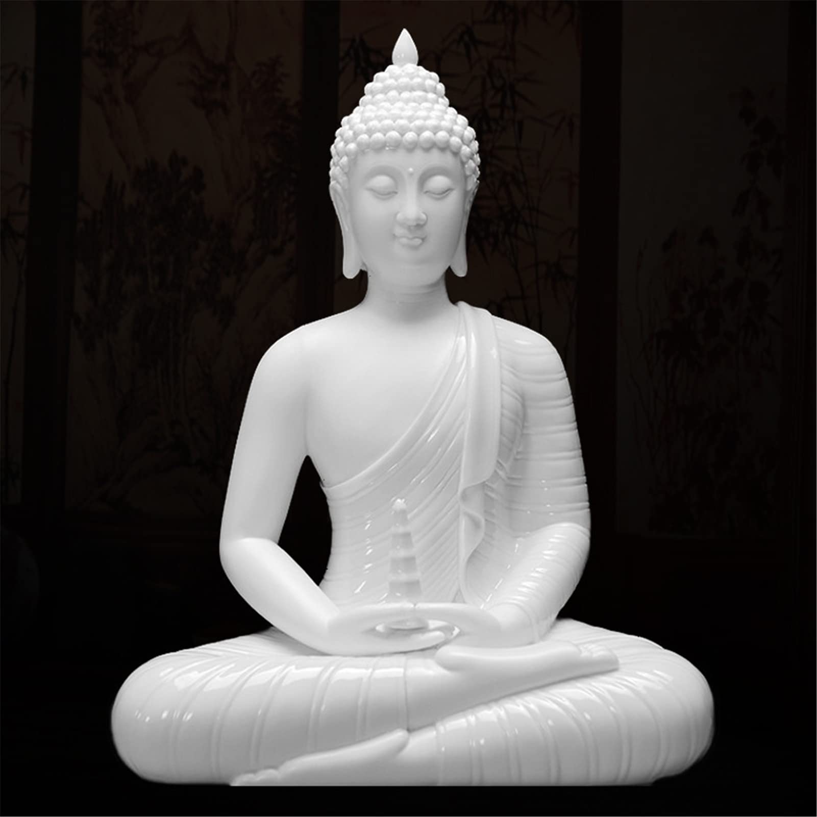 Handmade White Porcelain Shakyamuni Buddha Statue - Zen Meditation Sculpture for Home Decor, Office & Meditation Space | Spiritual Collectible for Living Room, Study & Desktop