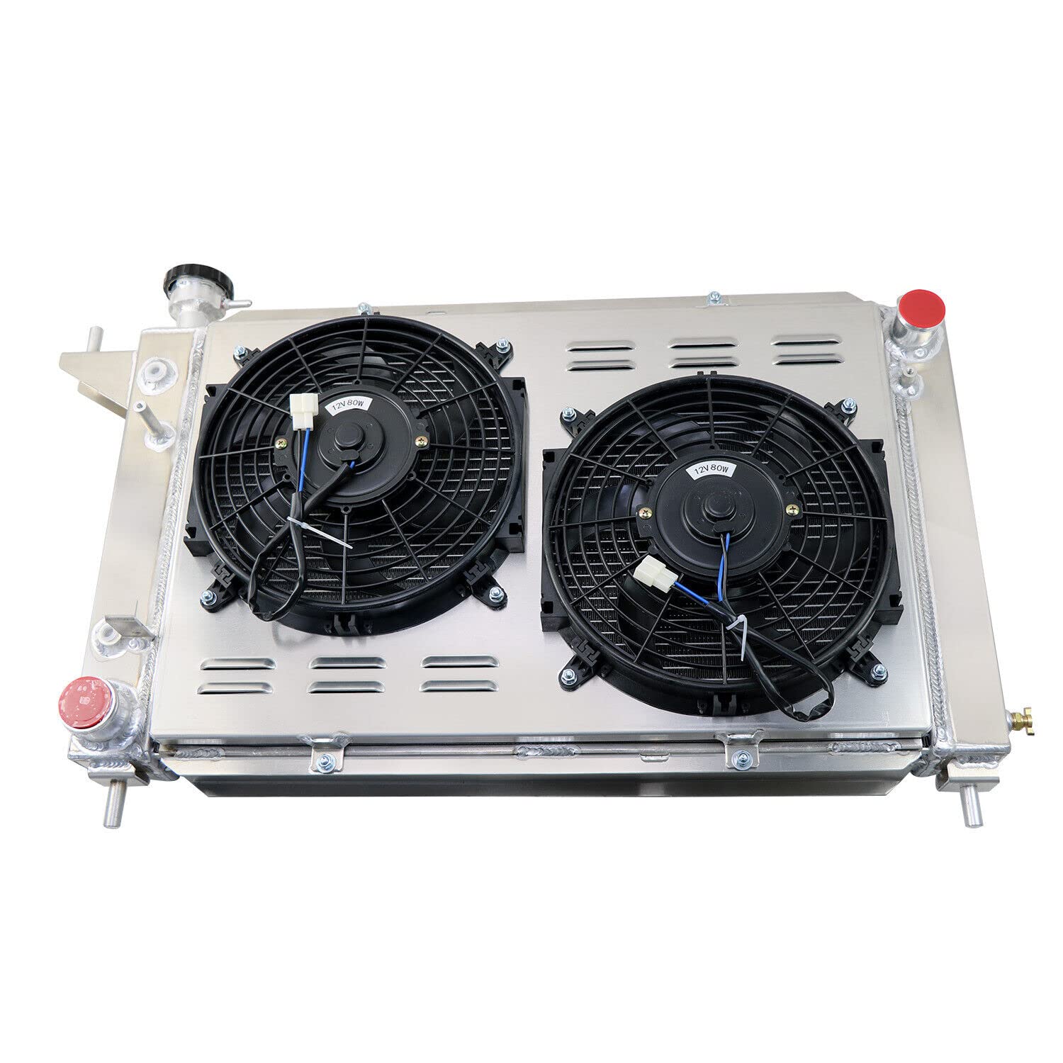 High-Performance All-Aluminum Radiator for 1994-1996 Ford GT SVT 3.8L V6 & 5.0L V8 - 3 Row Core Cooling System with Fan Shroud & Relay Kit (Part# CU1488) - Perfect for Racing, Off-Road & High-Temperature Driving Conditions