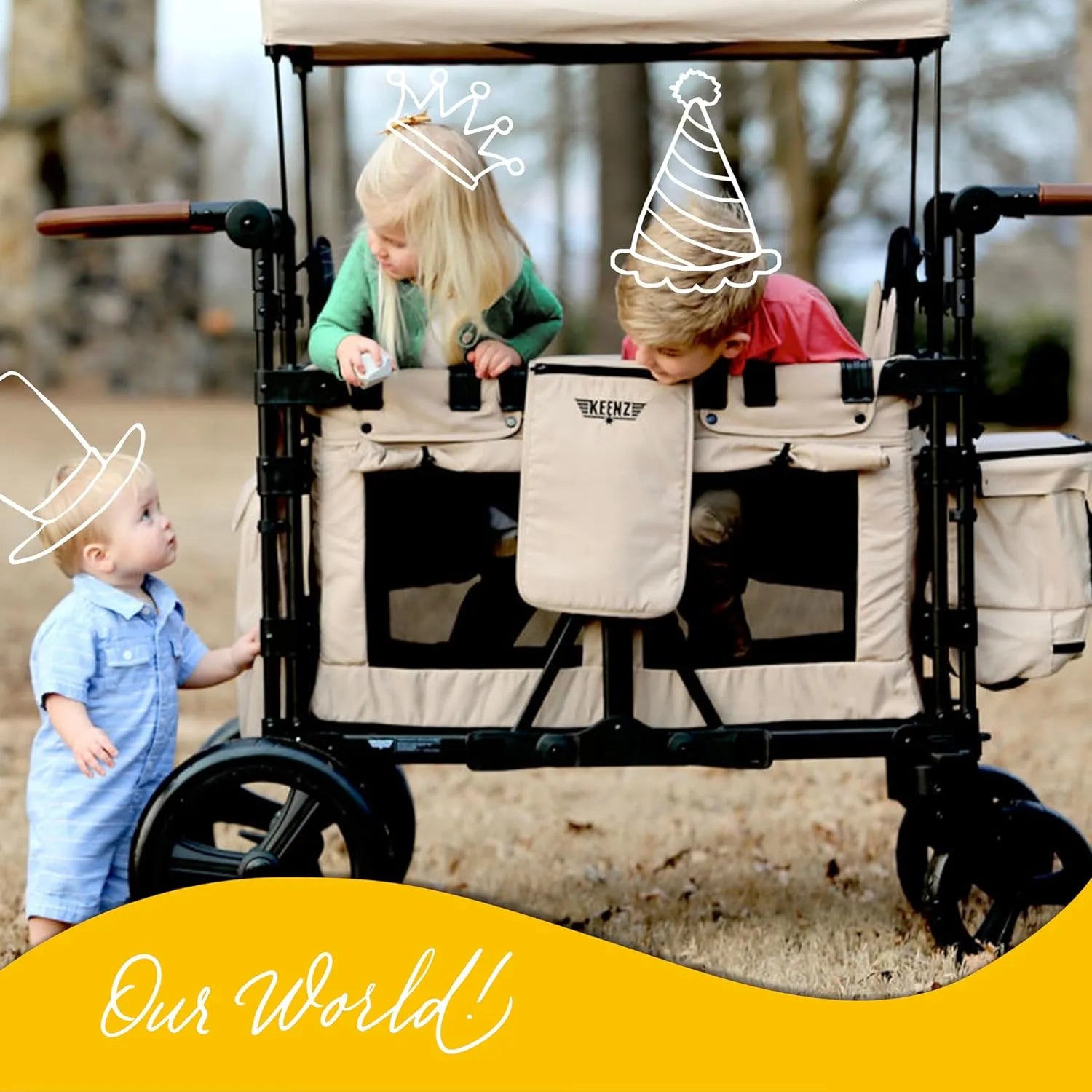 XC 2.0 Luxury 2 Passenger Stroller Wagon - Premium Cream Color for Kids | Perfect for Park Outings, Beach Trips & Family Walks
