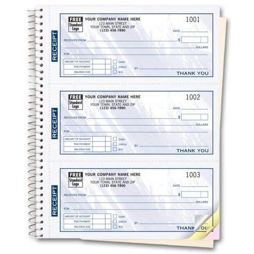 Custom Receipt Books - 50 Sets Carbonless Duplicate Forms with Stub, 3-Part NCR Paper for Business, Retail & Restaurants (Assorted Colors) - Perfect for Invoices, Orders & Payment Records