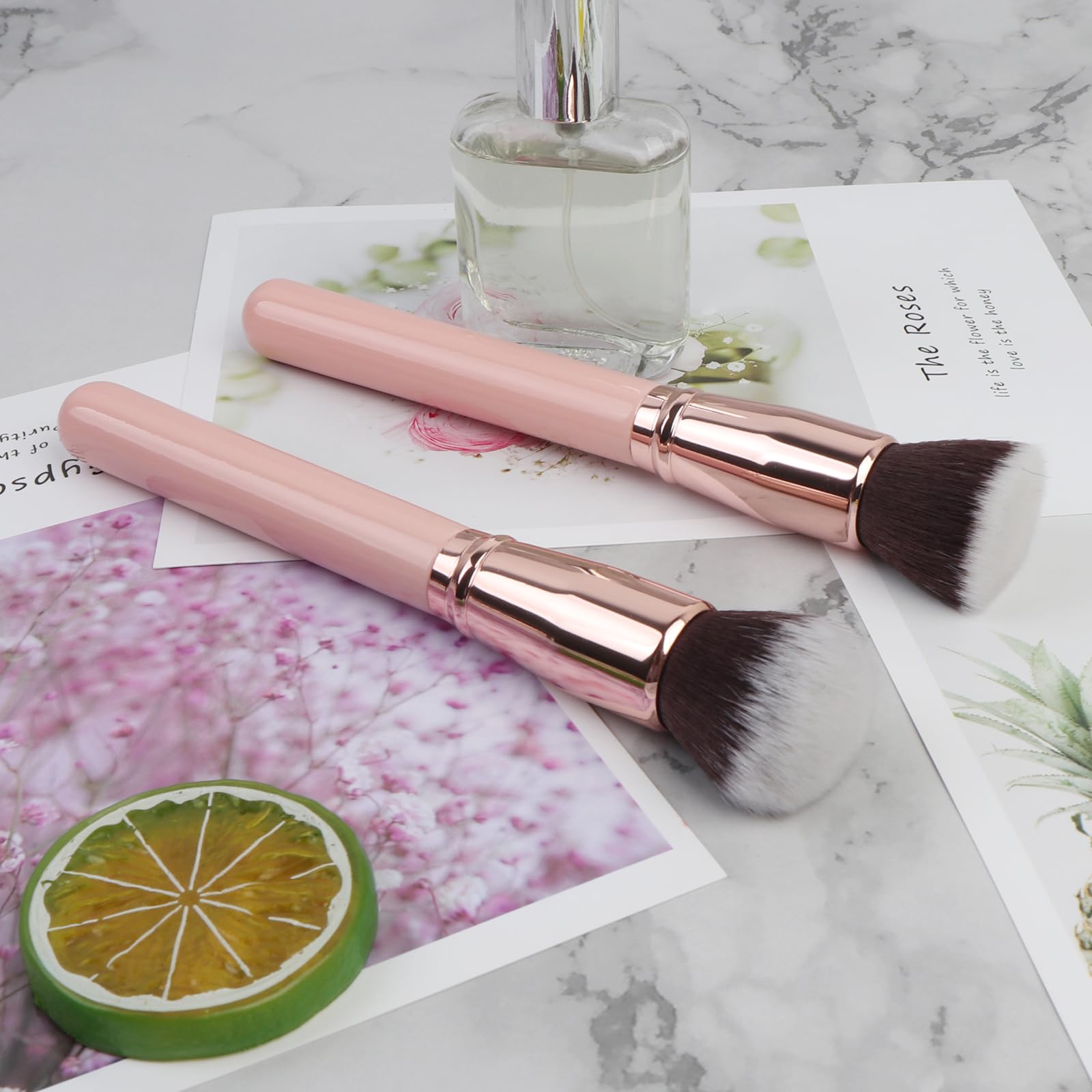 2-Piece Kabuki Foundation Brush Set - Round Top Professional Makeup Brush for Liquid, Cream & Powder - Perfect for Blending & Buffing Face & Body Makeup - Ideal for Daily Use, Travel & Professional Makeup Artists