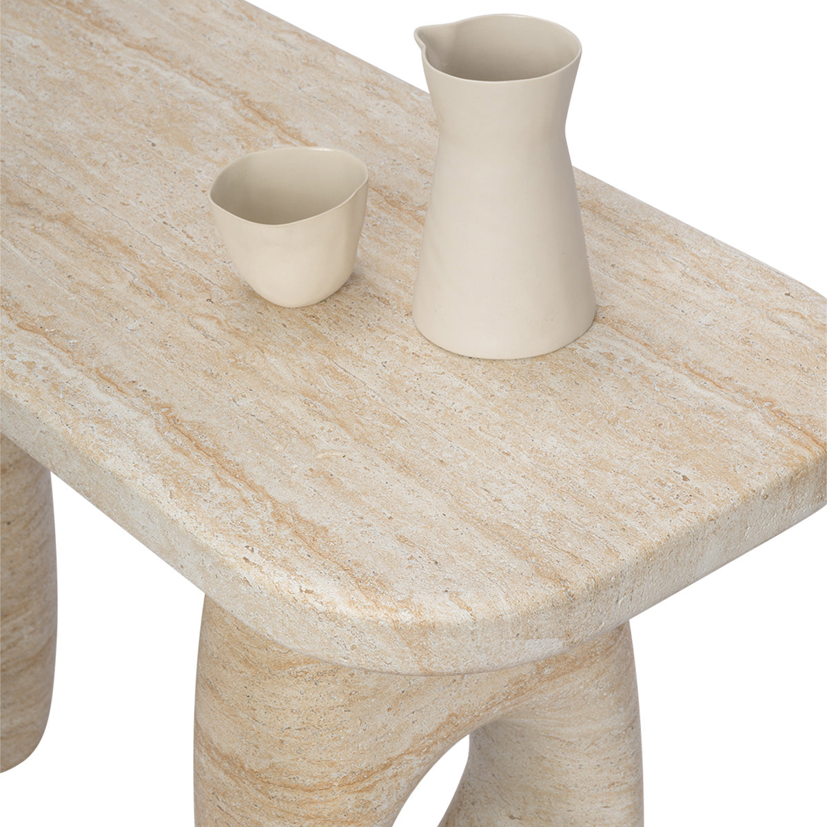 Azzurra Console Table - Modern Travertine Finish Entryway Furniture for Living Room & Hallway Decor