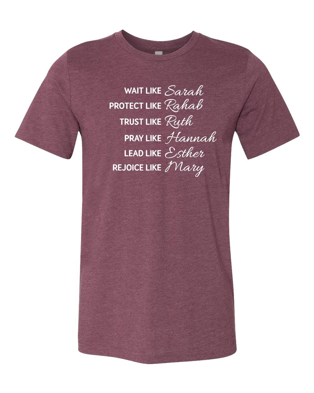 Wait Like Sarah Protect Like Rehab Trust Like Ruth Christian T-Shirt - Bible Verse Inspirational Faith Shirt for Women - Perfect Church Outfit & Religious Gift for Believers