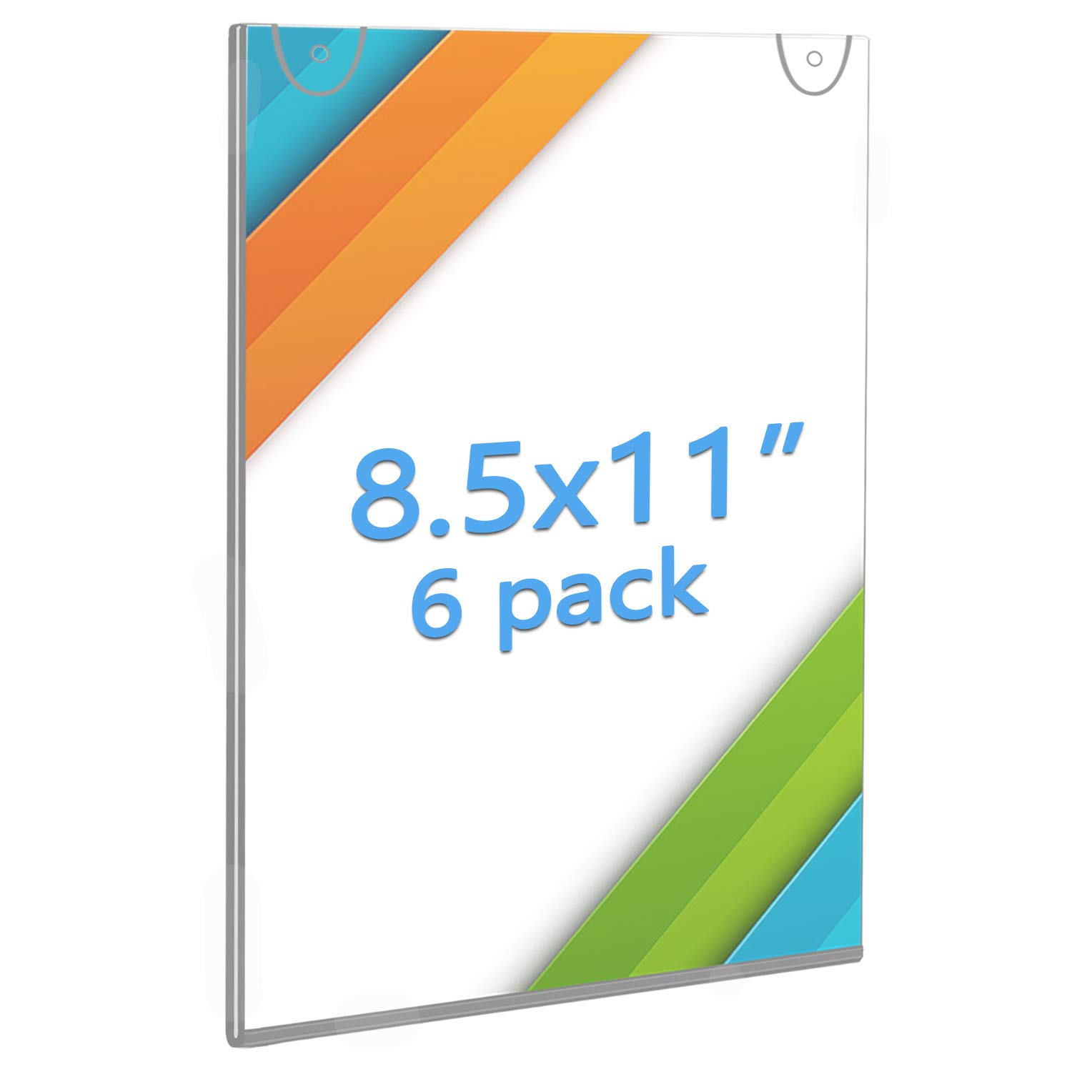 8.5 x 11 Inch Clear Acrylic Wall Sign Holder - 6 Pack Document Frame with 3M Tape & Screws for Office, Retail, Home Decor & Classroom Organization