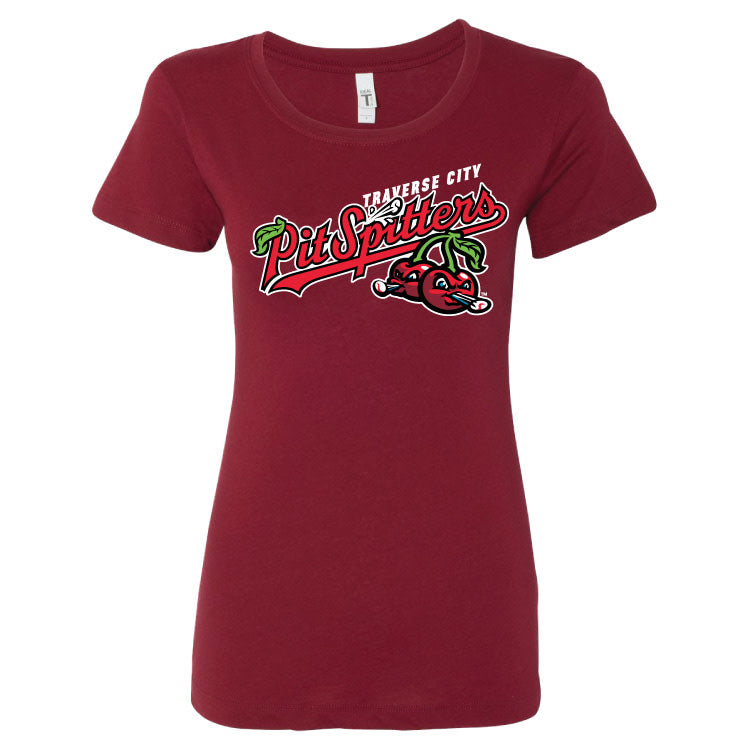 Women's Cardinal Red Logo Crewneck T-Shirt - Soft Cotton Casual Tee for Everyday Wear, Gym, and Outfits