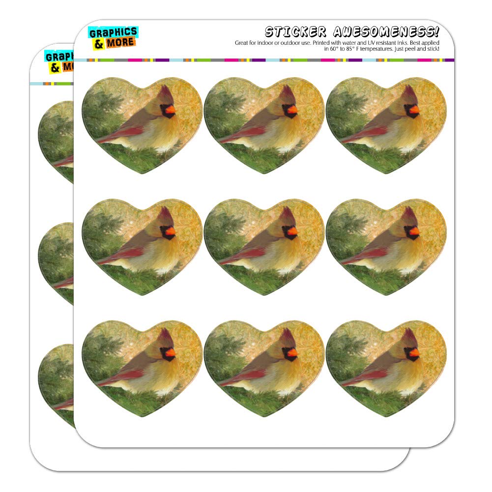 Christmas Holiday Cardinal Bird Heart Shaped Planner Stickers - Scrapbook & Calendar Decorative Stickers for DIY Crafts, Journaling, and Gift Wrapping