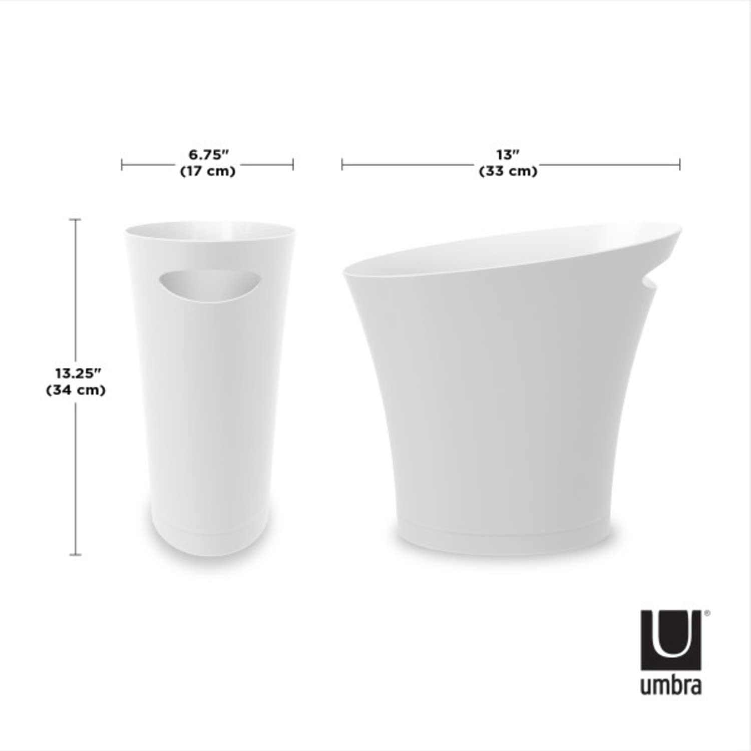 Umbra Skinny Trash Can - 2 Gallon Small Garbage Bin with Modern Design for Bathroom, Office & Kitchen - Sleek Black Waste Basket for Home & Office Use