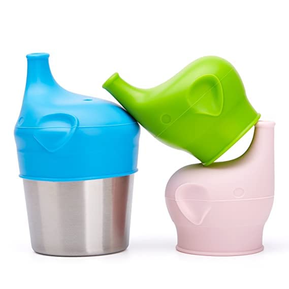 Reusable Silicone Stretchable Leakproof Sippy Cup Lids for Babies - BPA-Free, Dishwasher Safe - Perfect for Travel, Daycare & Mess-Free Feeding (Blue)